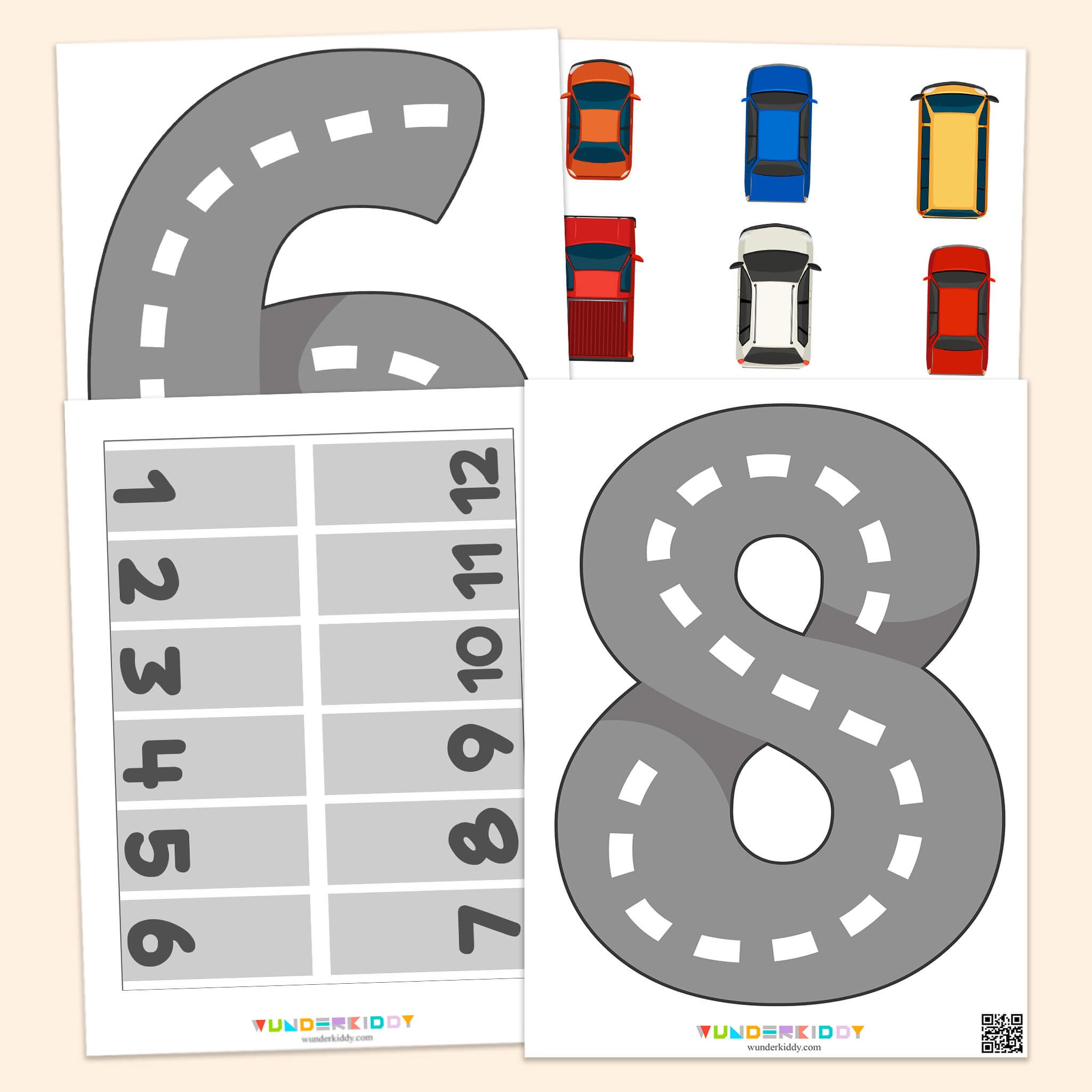 Car parking lot number game for kids