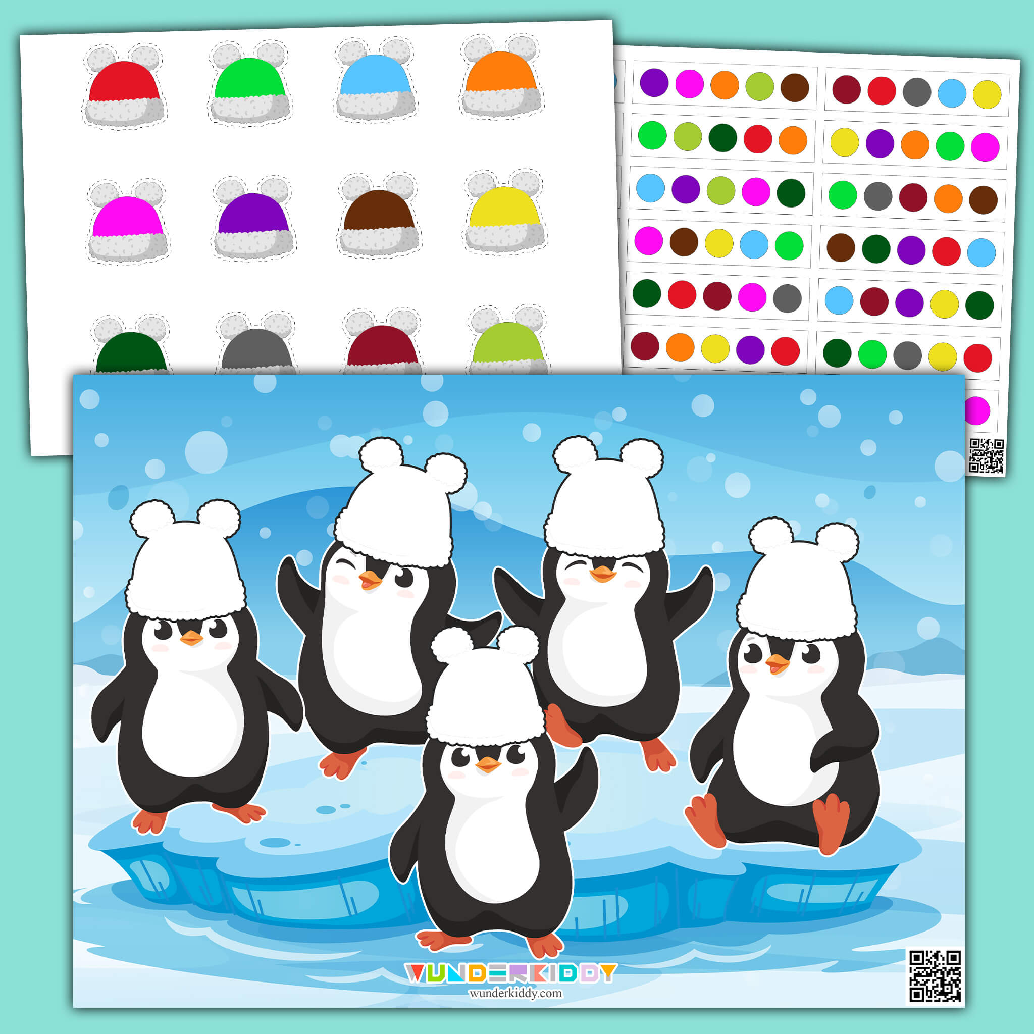 Развивающая игра для детей «Шапки для пингвинов»