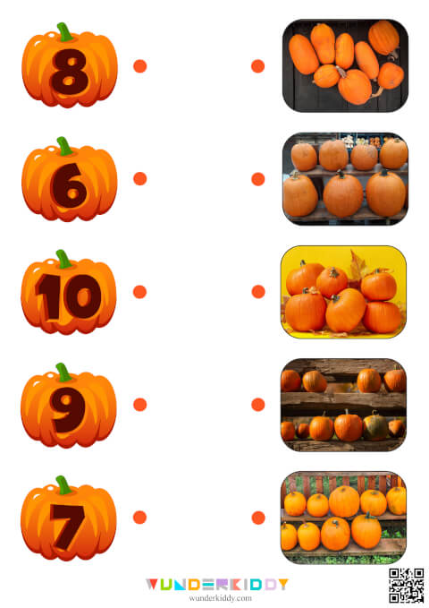 Pumpkin Number Match Worksheet - Image 3