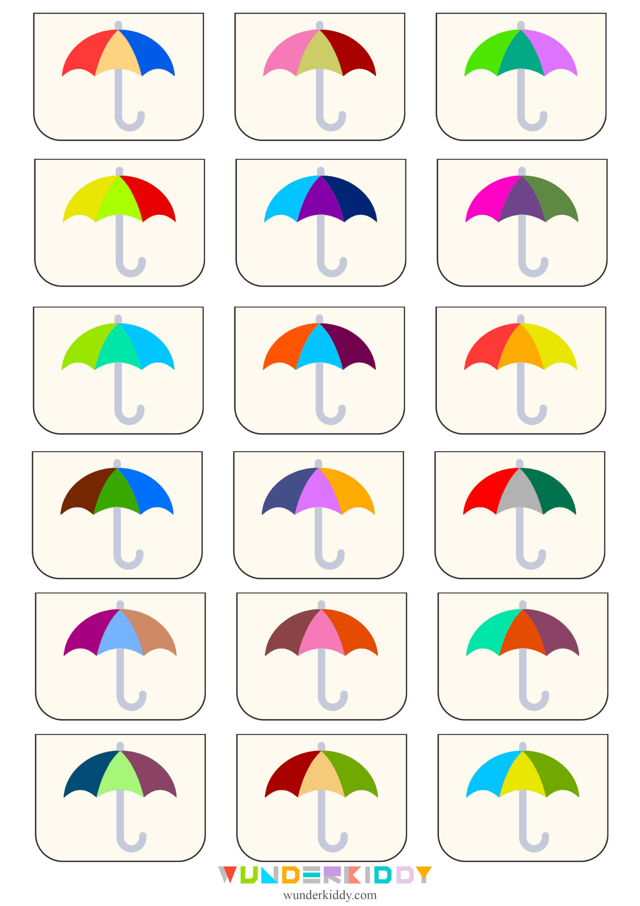 Rain and Umbrella Preschool Color Worksheet - Image 4