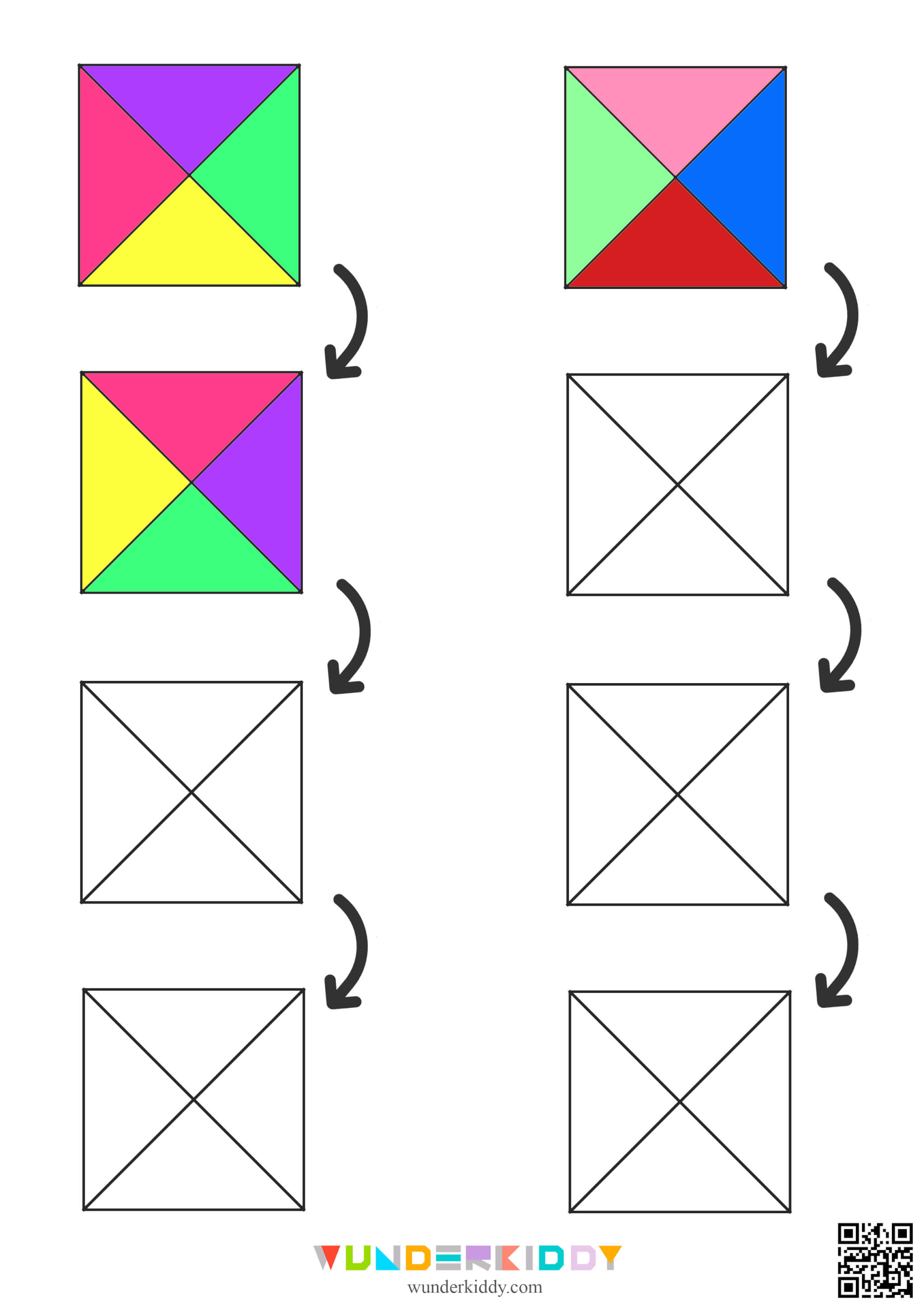 Printable Shape Rotation Spatial Thinking Math Worksheet for Kids