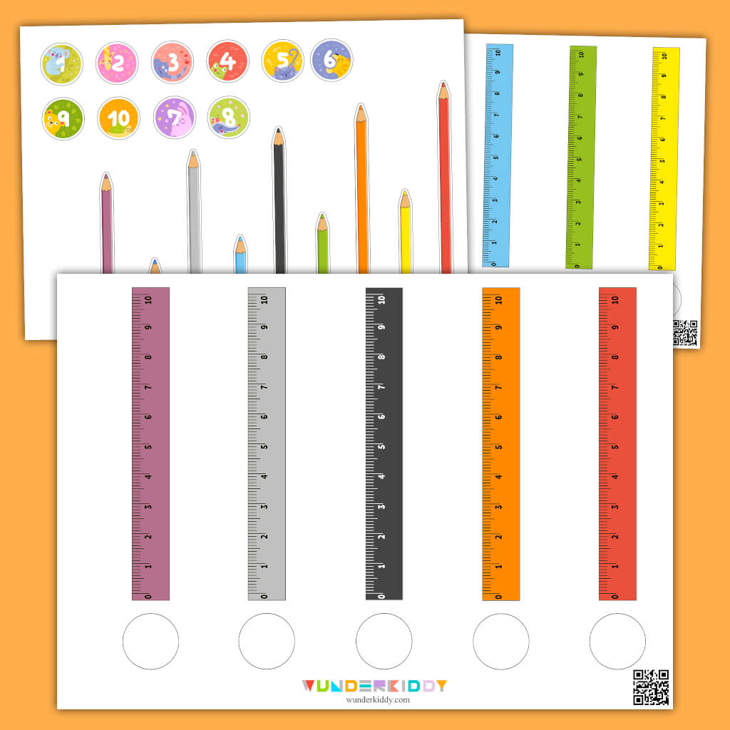 Printable Ruler and Pencil Counting up to 10 Preschool Activity