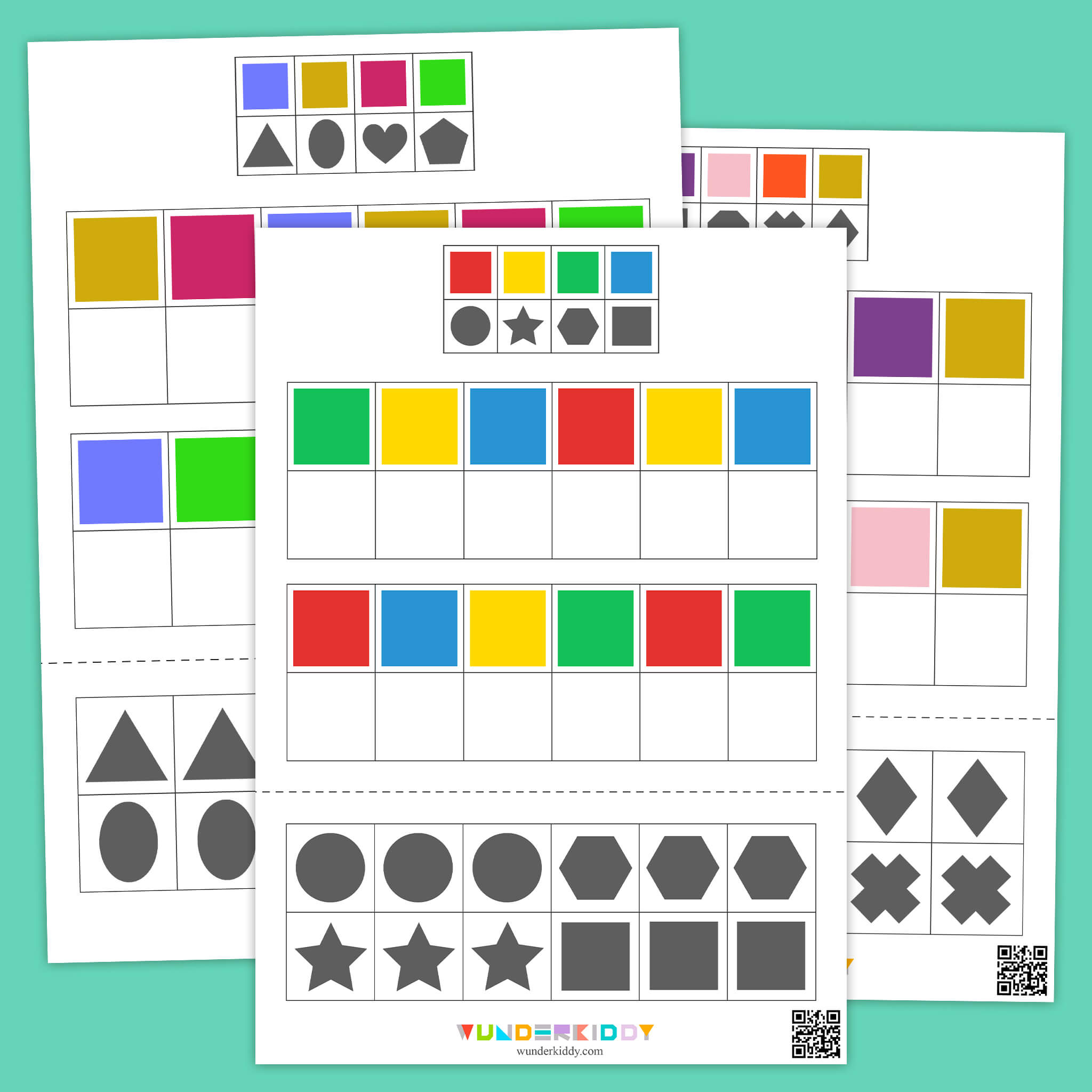 Shape and Color Logical Matching Worksheets
