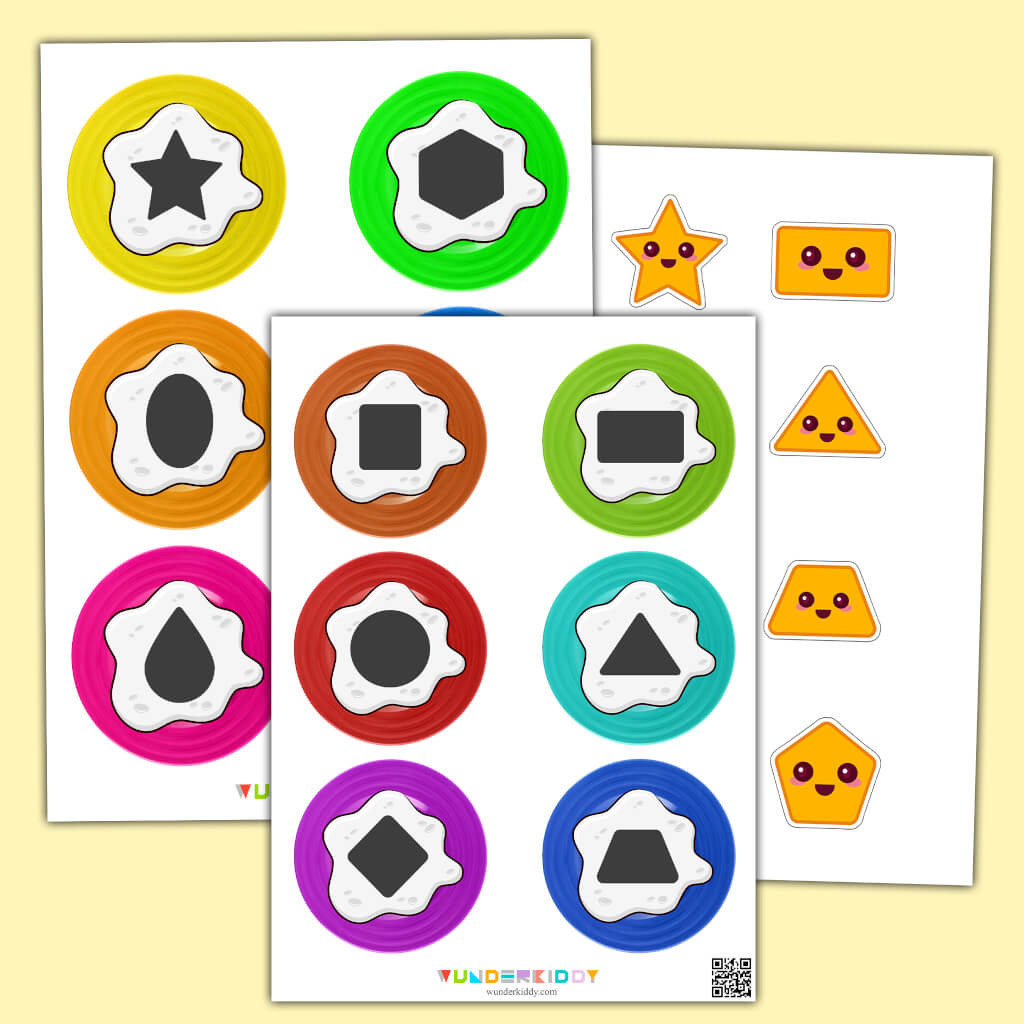 Printable Egg Yolk Shape Matching Worksheet for Preschool