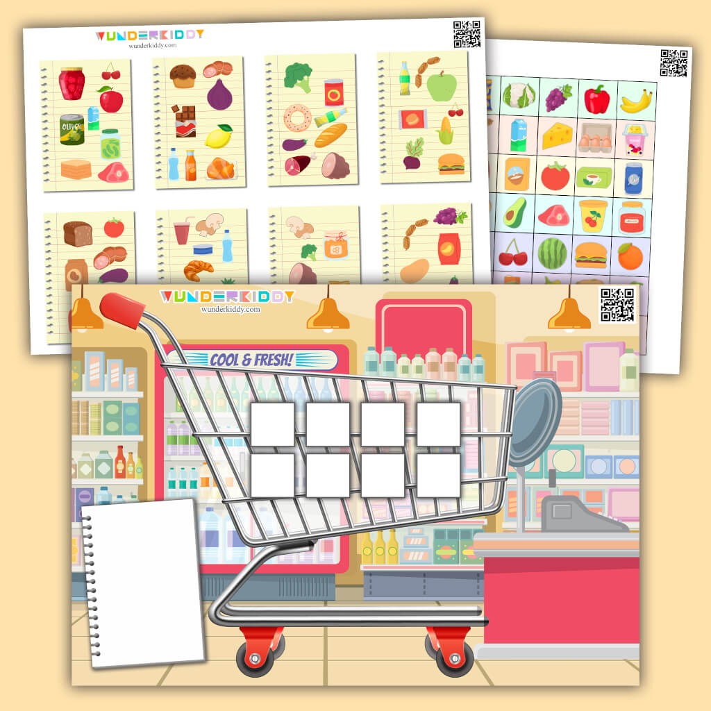 Printable Shopping Lists & Food Learning Preschool Activity