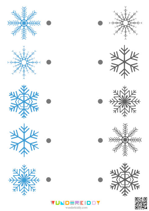 Рабочие листы «Подбор снежинок по контуру» - Изображение 2