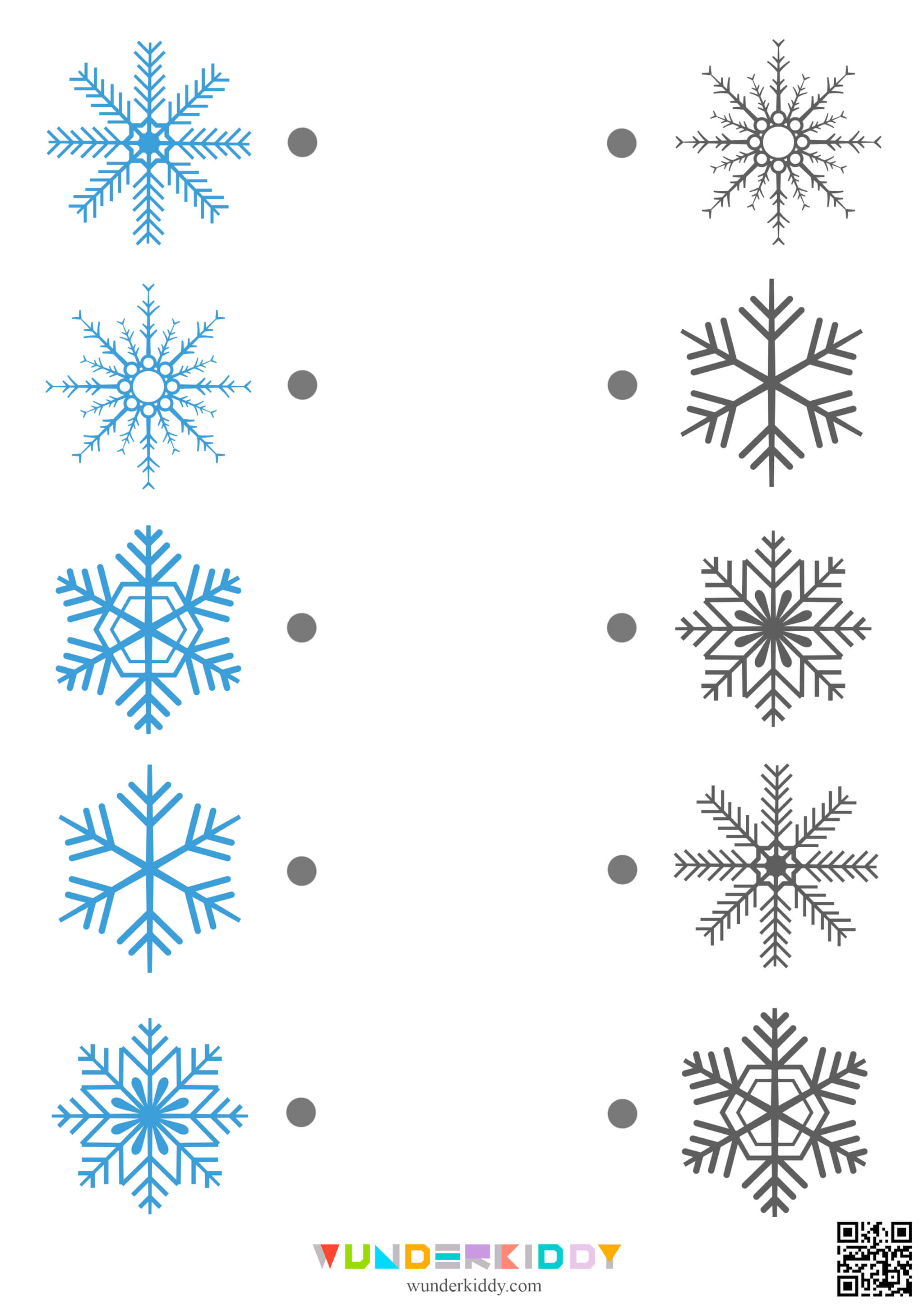 Printable Snowflake Winter Match Game - Image 2