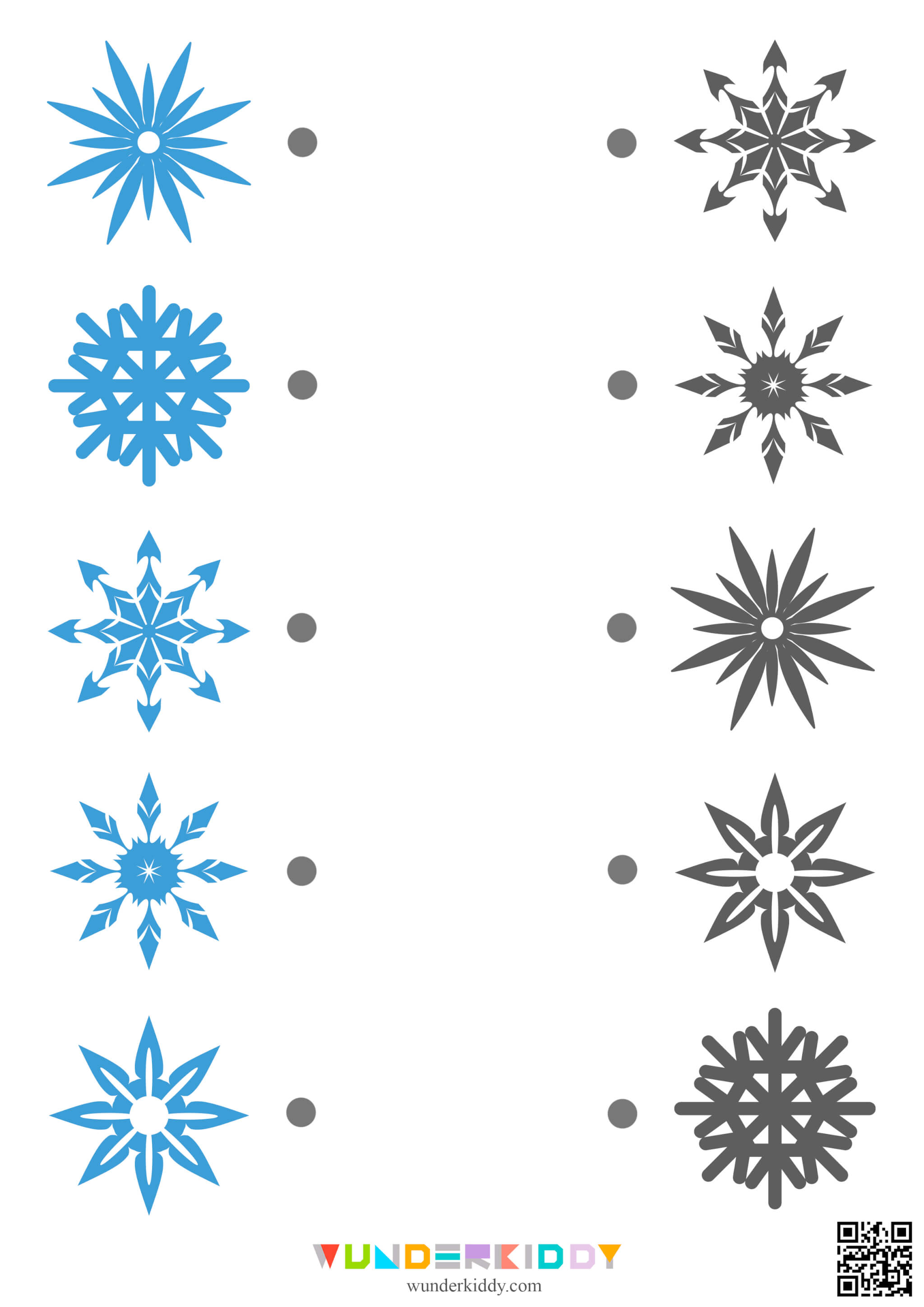 Printable Snowflake Winter Match Game - Image 3