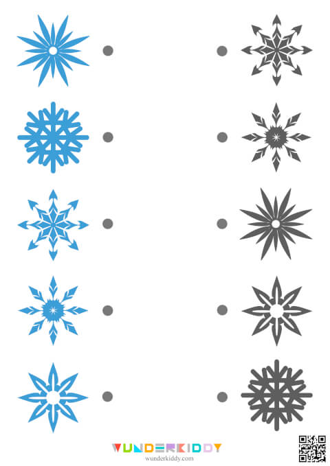 Рабочие листы «Подбор снежинок по контуру» - Изображение 3