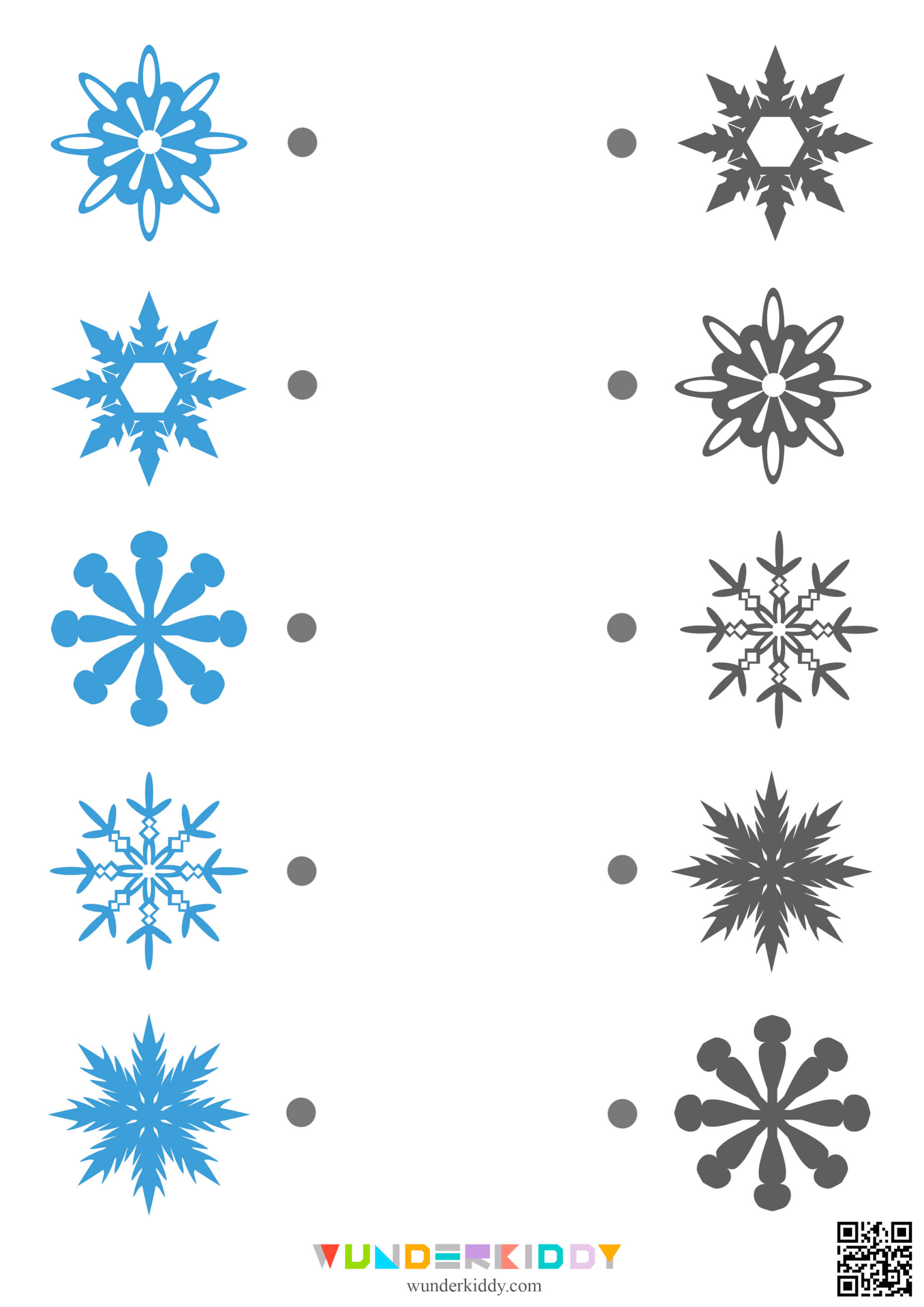 Printable Snowflake Winter Match Game - Image 4
