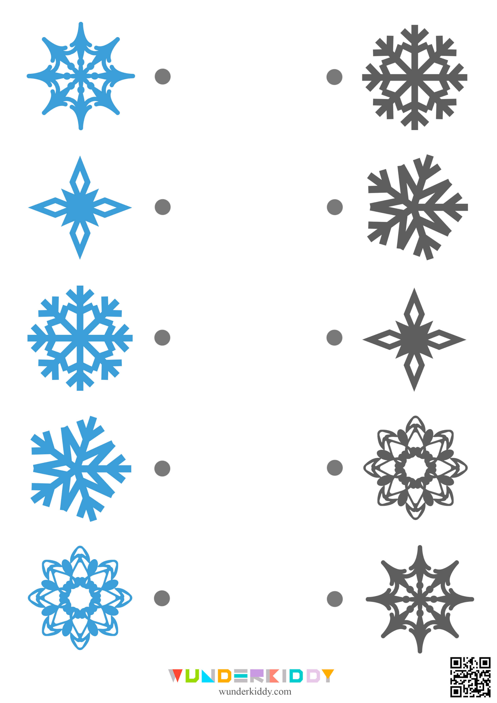 Printable Snowflake Winter Match Game - Image 5