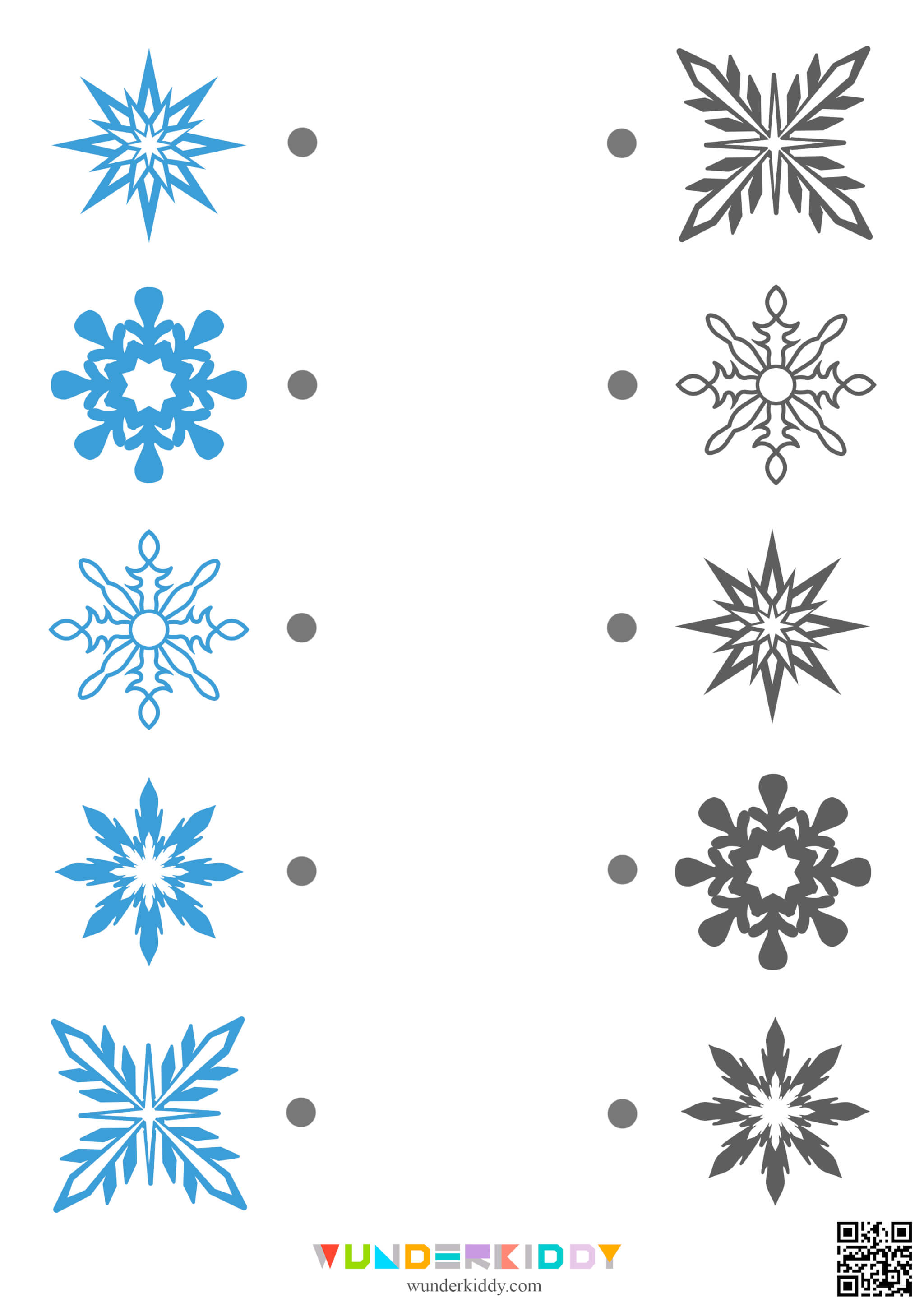 Printable Snowflake Winter Match Game - Image 6