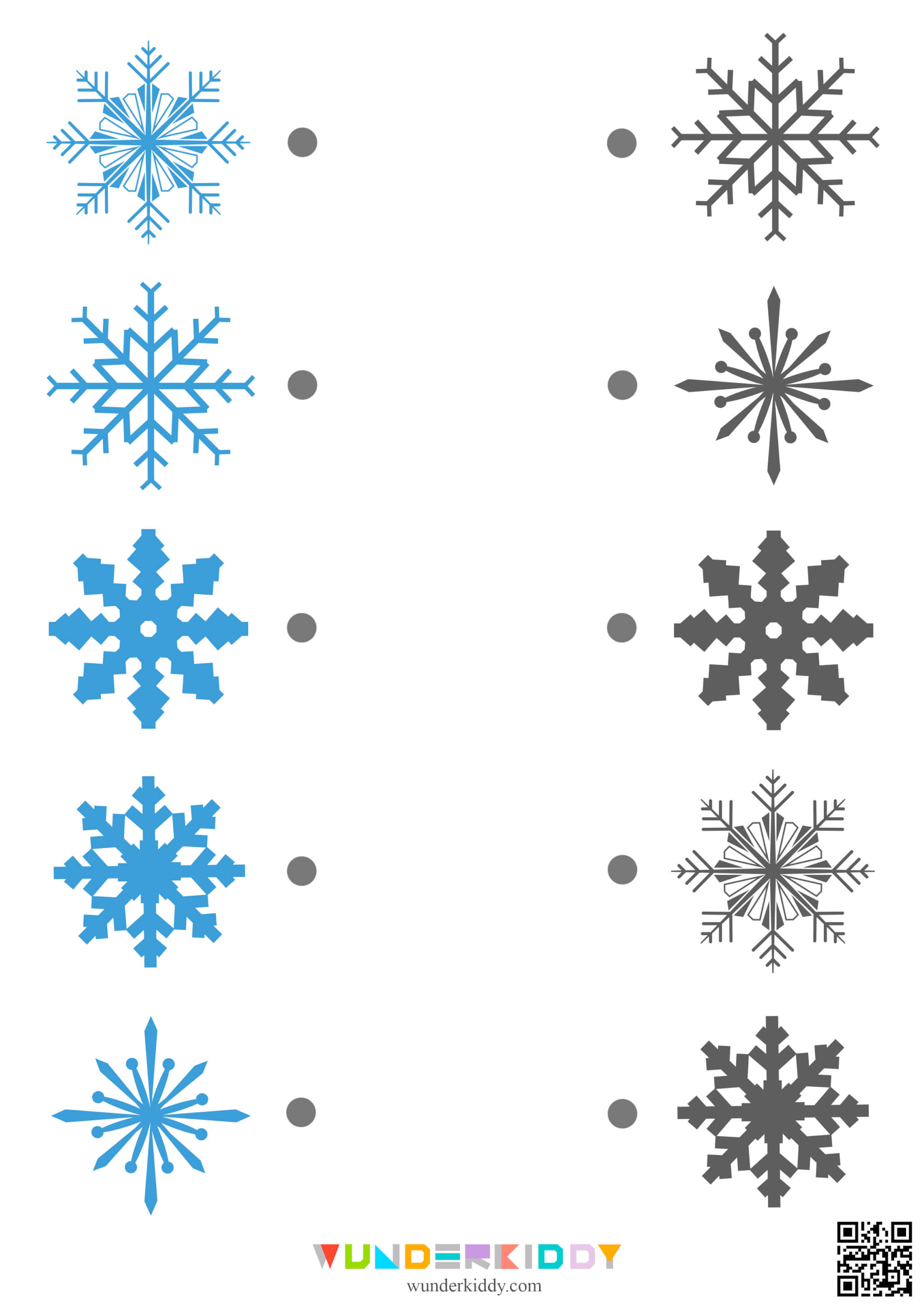 Printable Snowflake Winter Match Game - Image 7