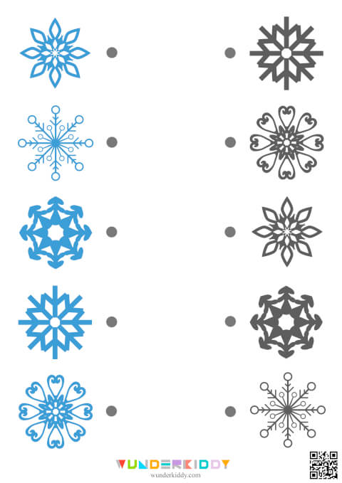 Рабочие листы «Подбор снежинок по контуру» - Изображение 8