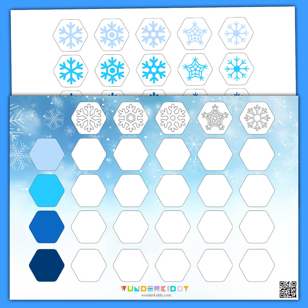 Printable Snowflake Winter Sorting by Color Activity