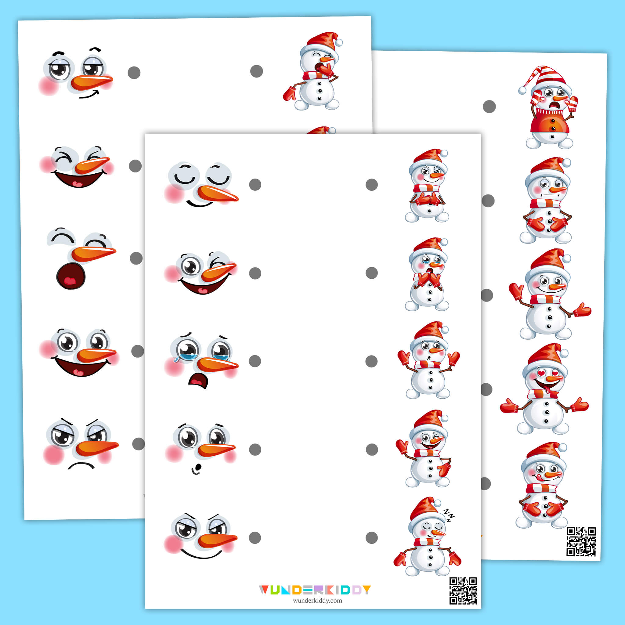 Snowman Emotions Matching Worksheets