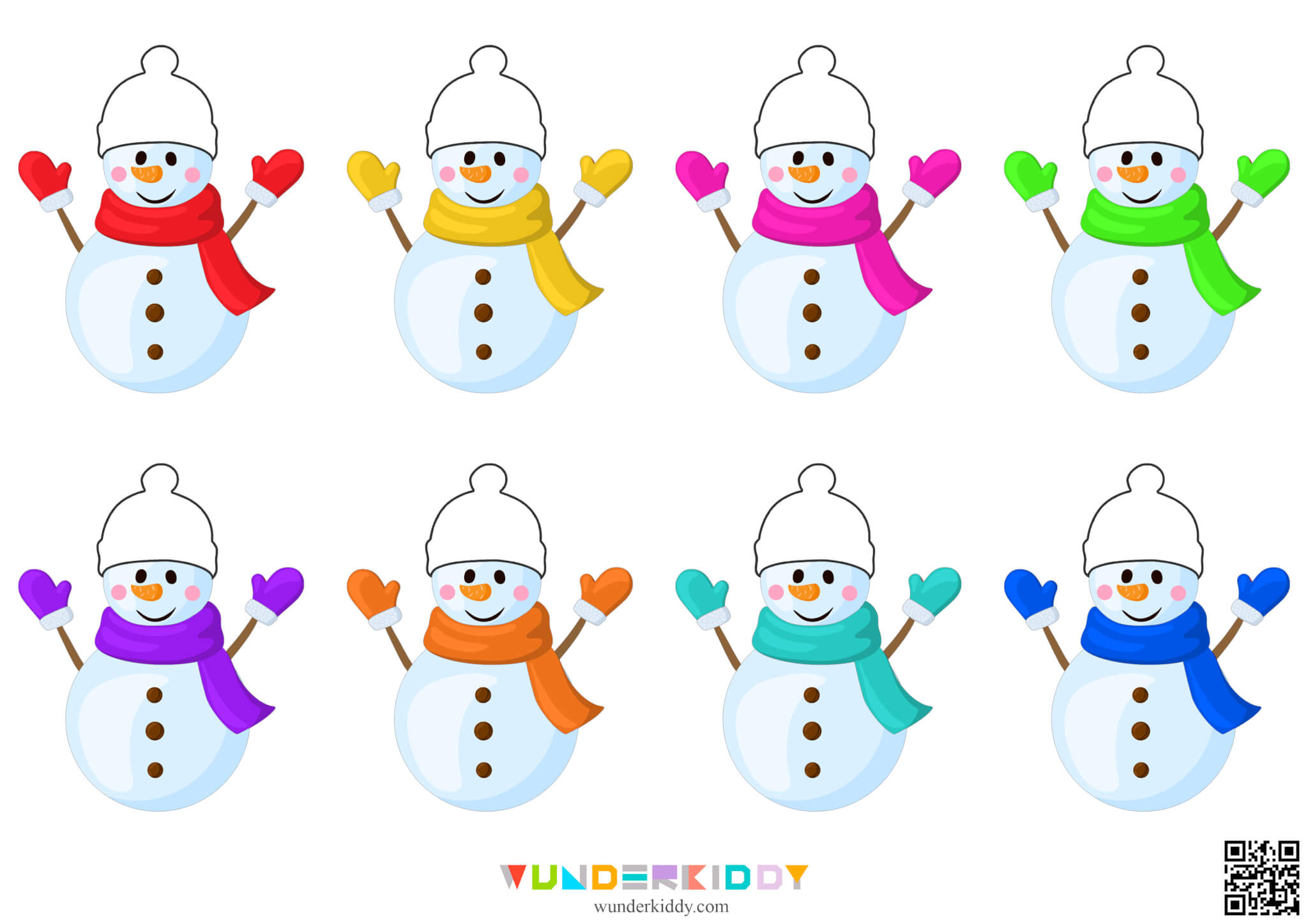 Гра на підбір за кольором «Шапочки для сніговиків» - Зображення 2