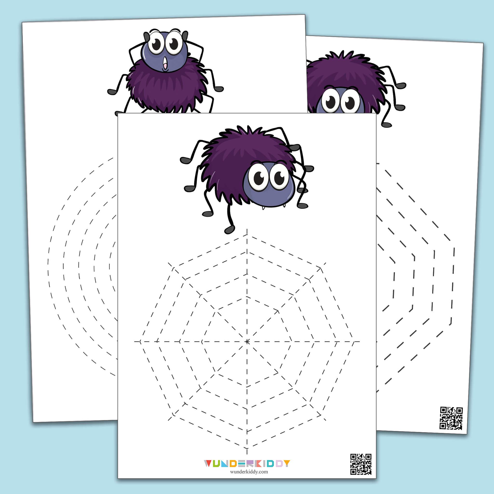 Easy Tracing Worksheets Spiders and Cobwebs