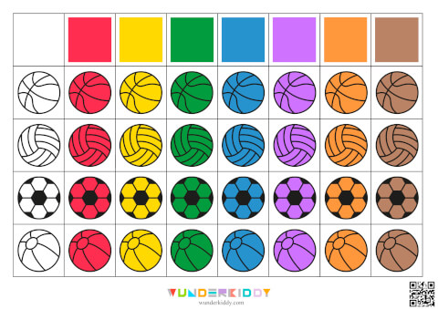 Tri des couleurs pour les enfants d'âge préscolaire – Ballons de sport - Image 4