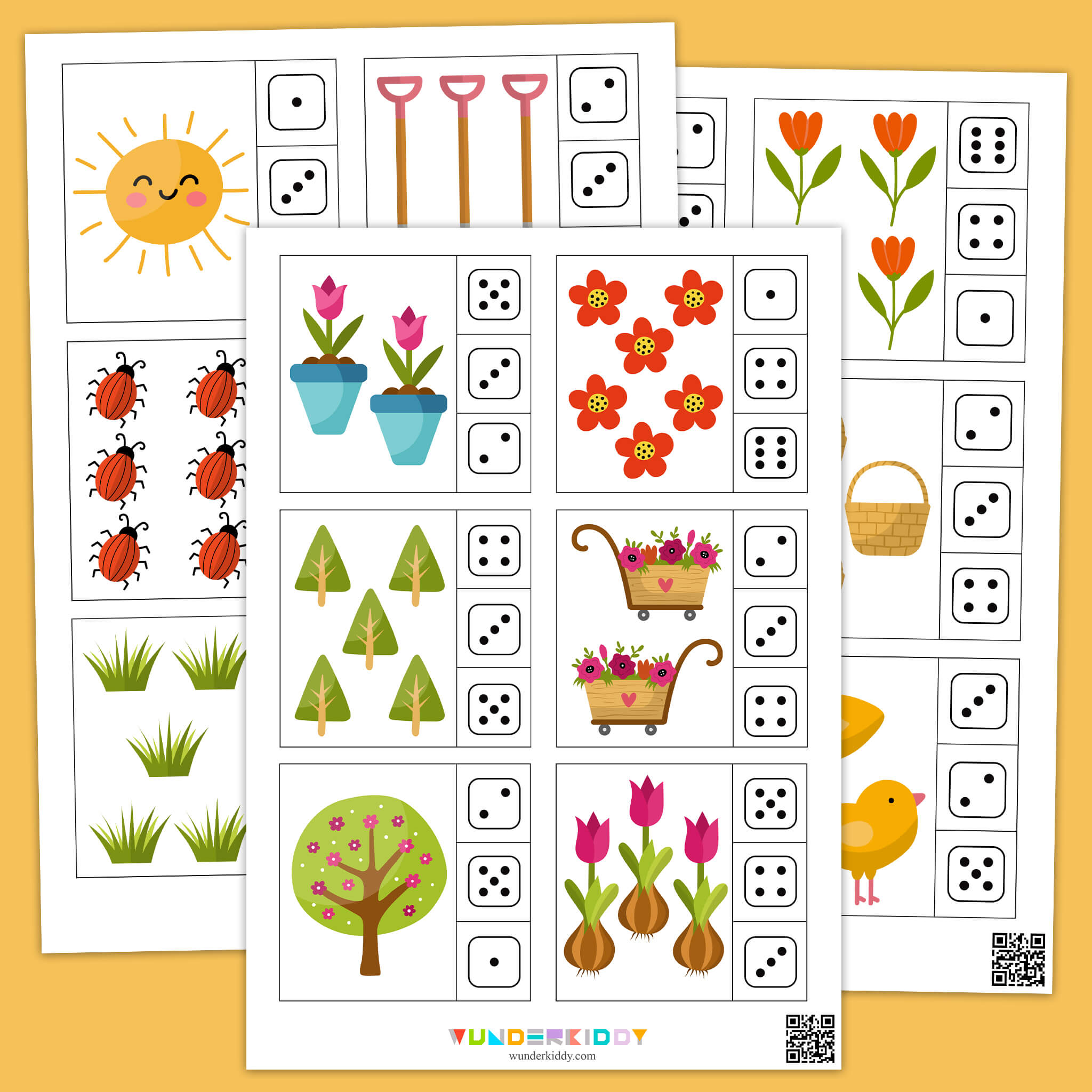 Spring Counting Clip Cards 1-6 for Kids