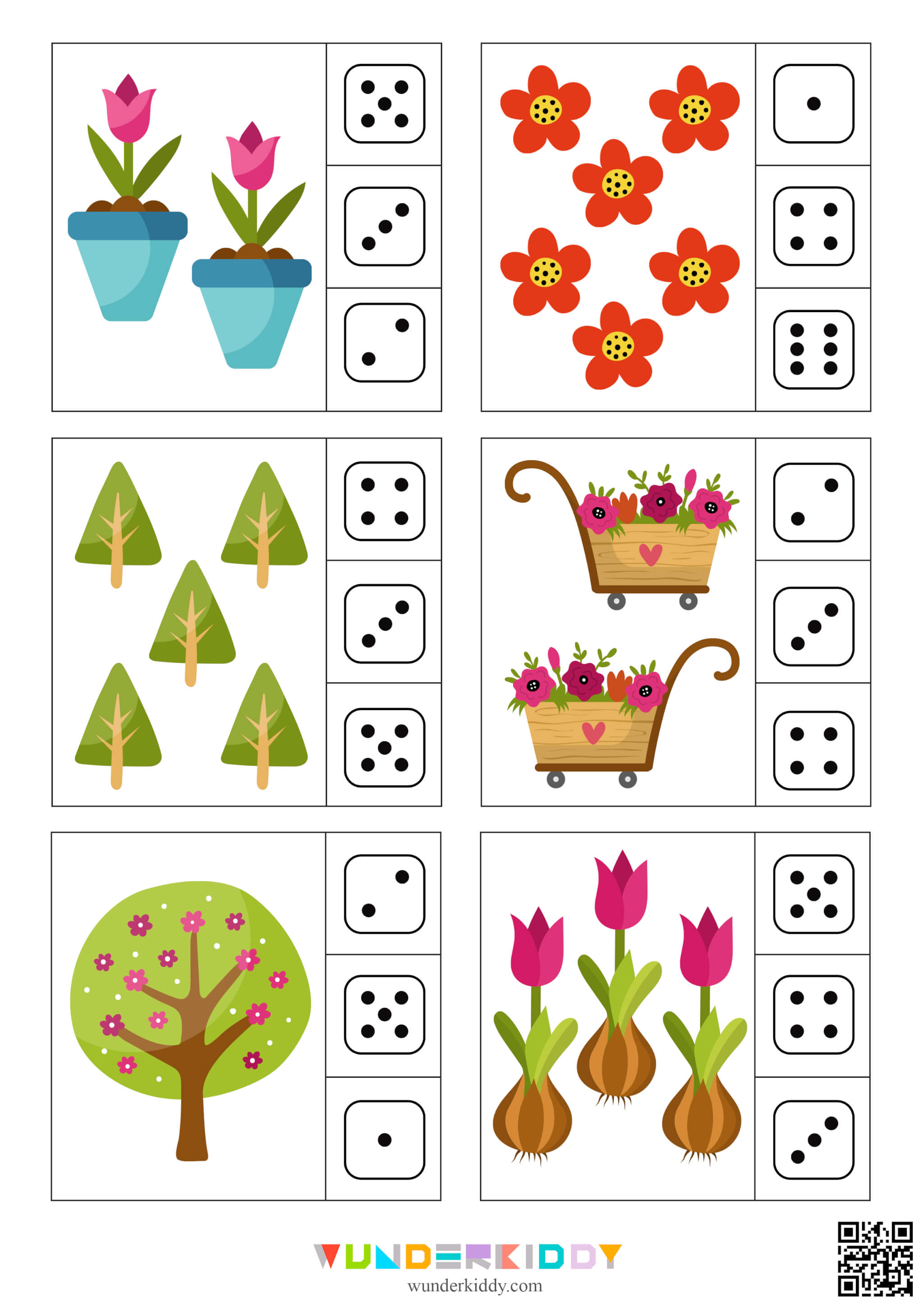 Spring Counting Clip Cards 1-6 for Kids - Image 2