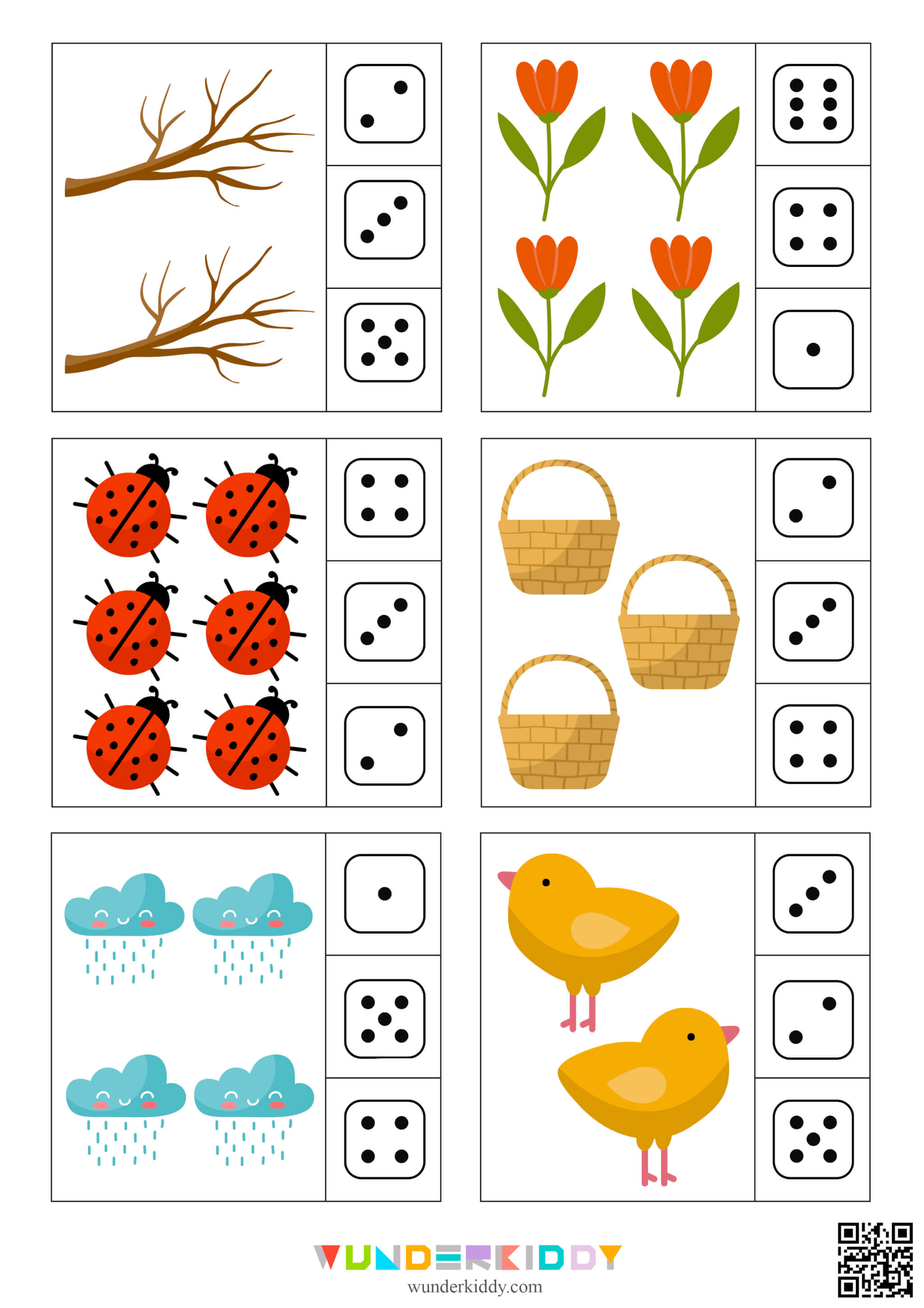Spring Counting Clip Cards 1-6 for Kids - Image 5