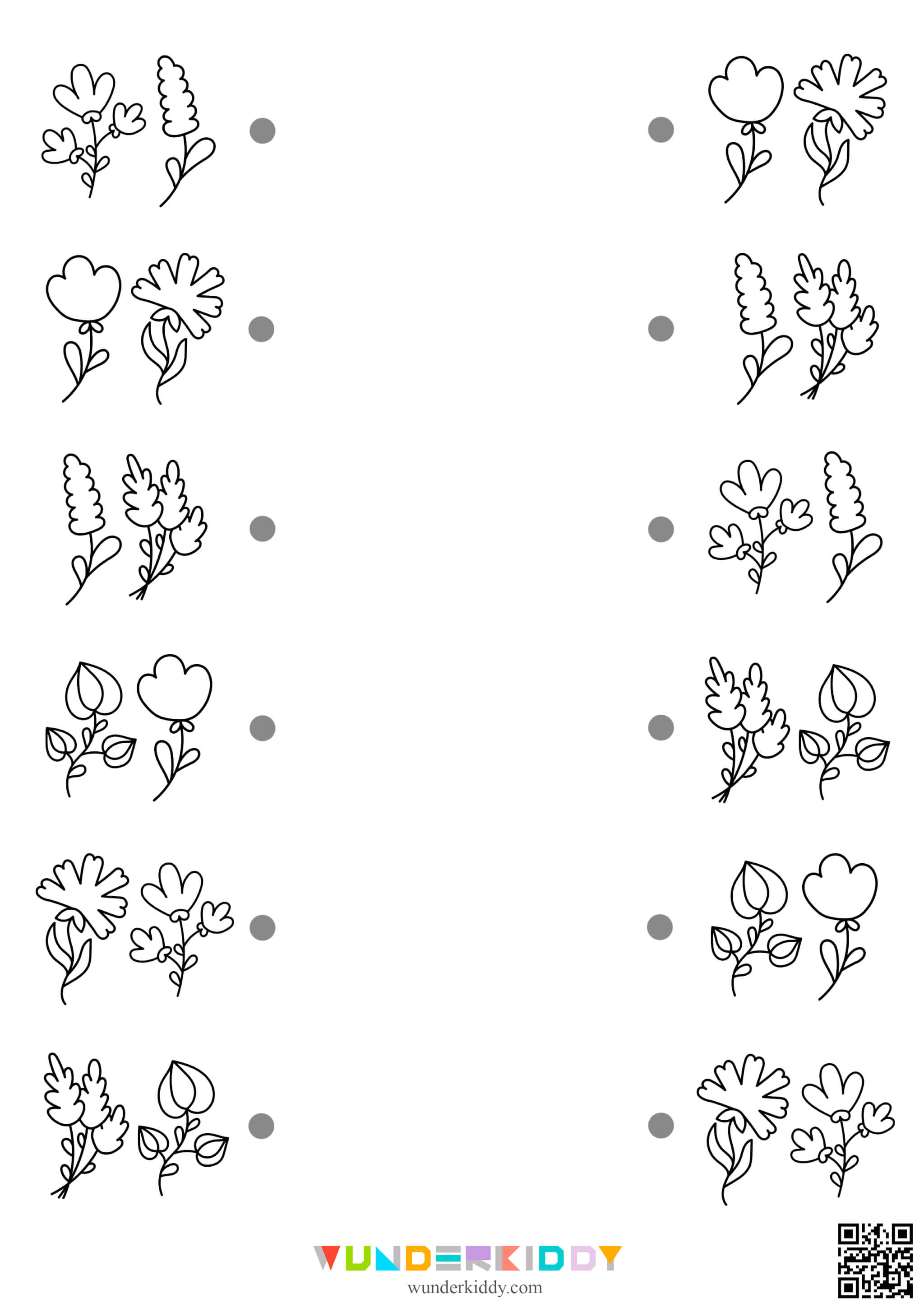 Spring Flowers: Visual Discrimination Worksheets - Image 2
