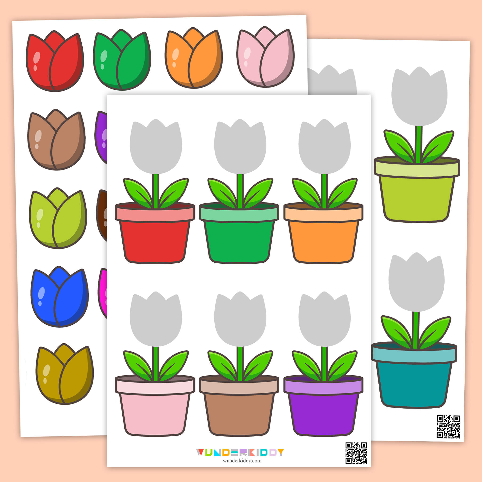 Spring Garden: Match the Colors Worksheet