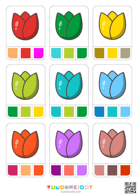 Spring Tulips Color Matching Cards Game - Image 2