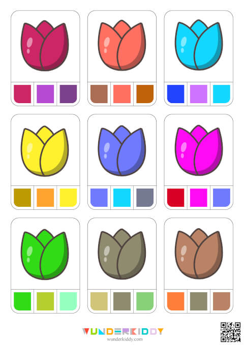 Spring Tulips Color Matching Cards Game - Image 3