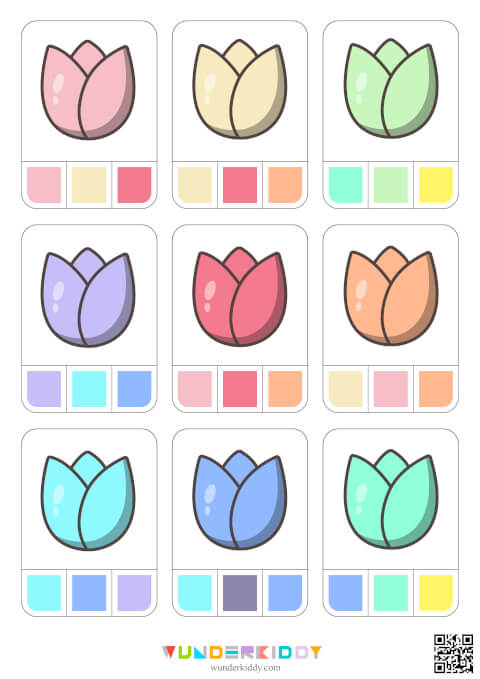 Spring Tulips Color Matching Cards Game - Image 4