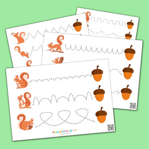 Worksheets «Squirrel and acorn» - Download or print for free