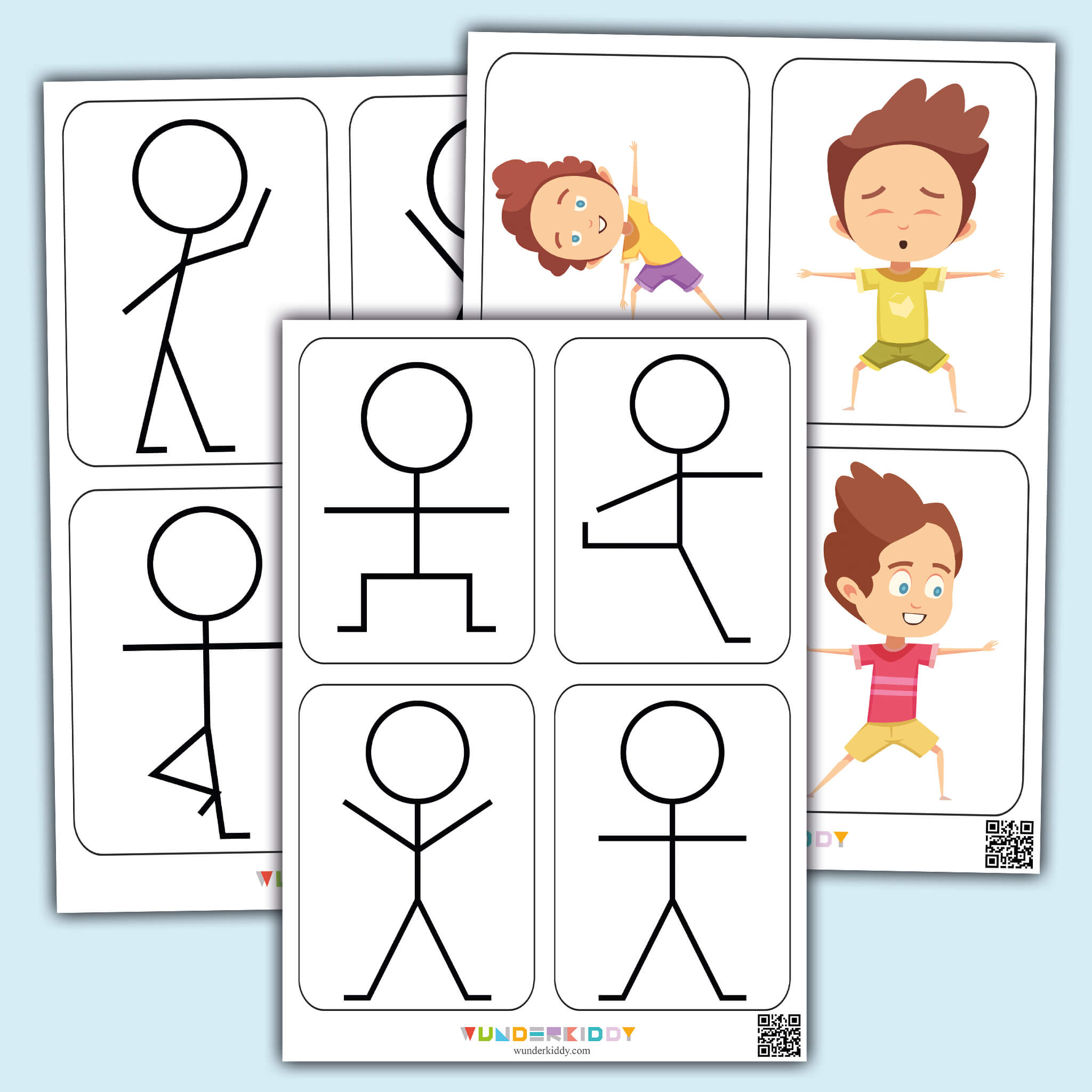 Printable Exercise Stick Figure Physical Workout for Kids