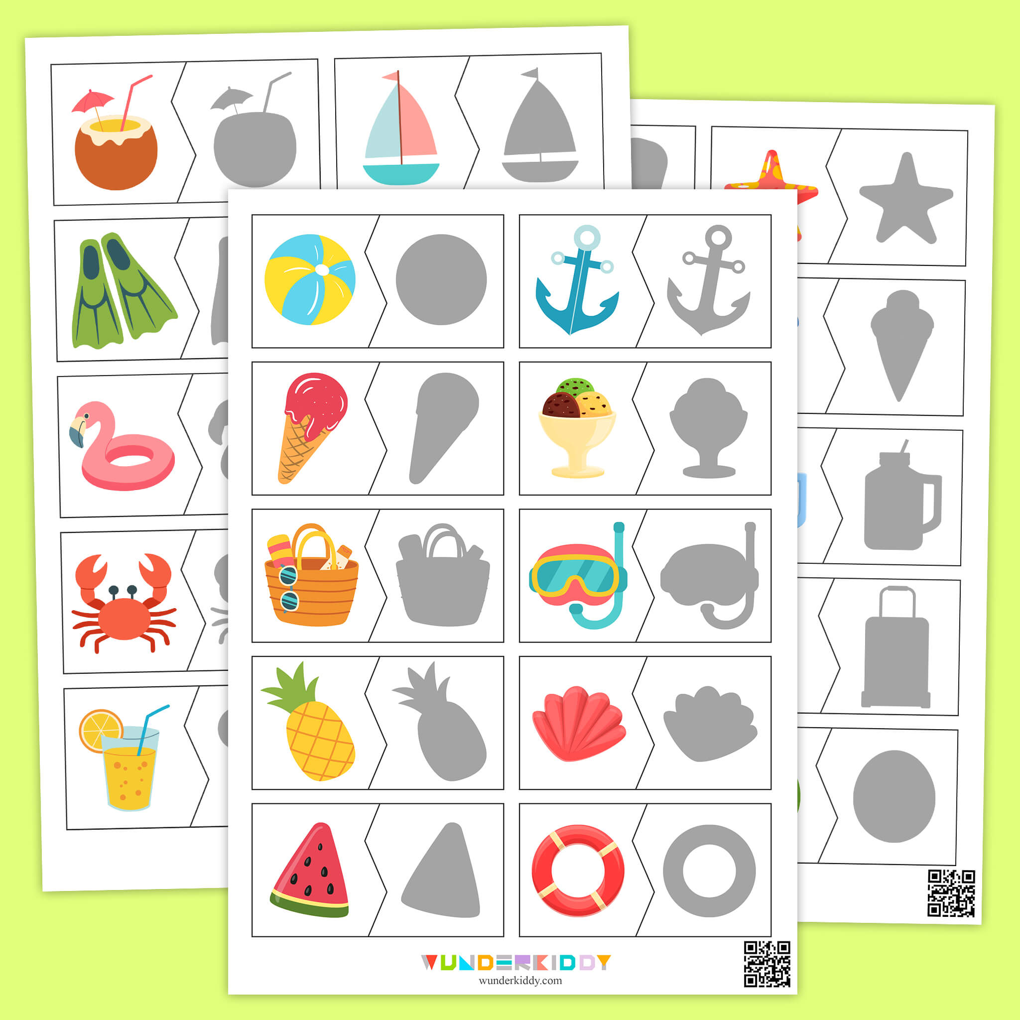 Summer Objects Shadow Matching Puzzles