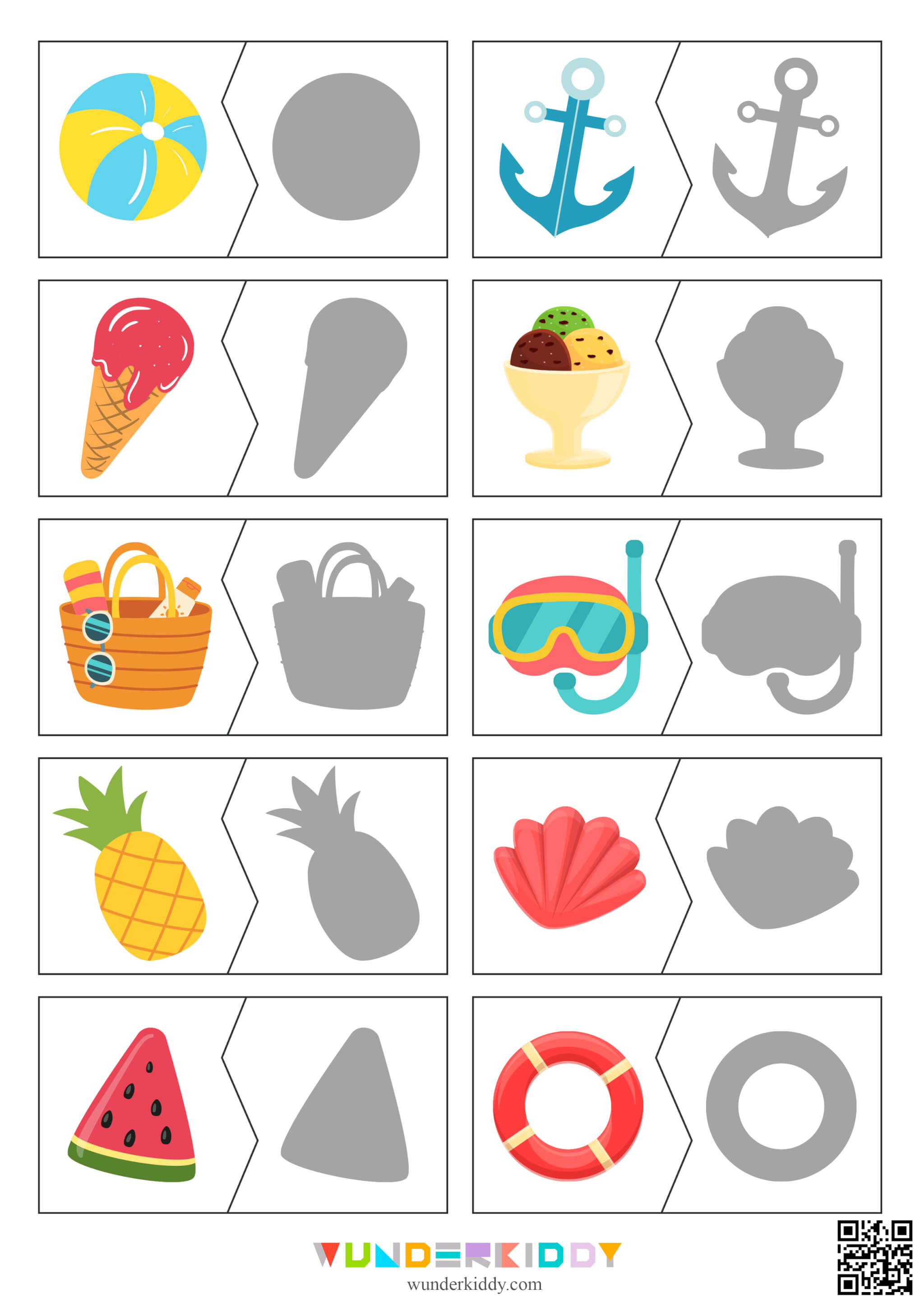 Summer Objects Shadow Matching Puzzles - Image 2