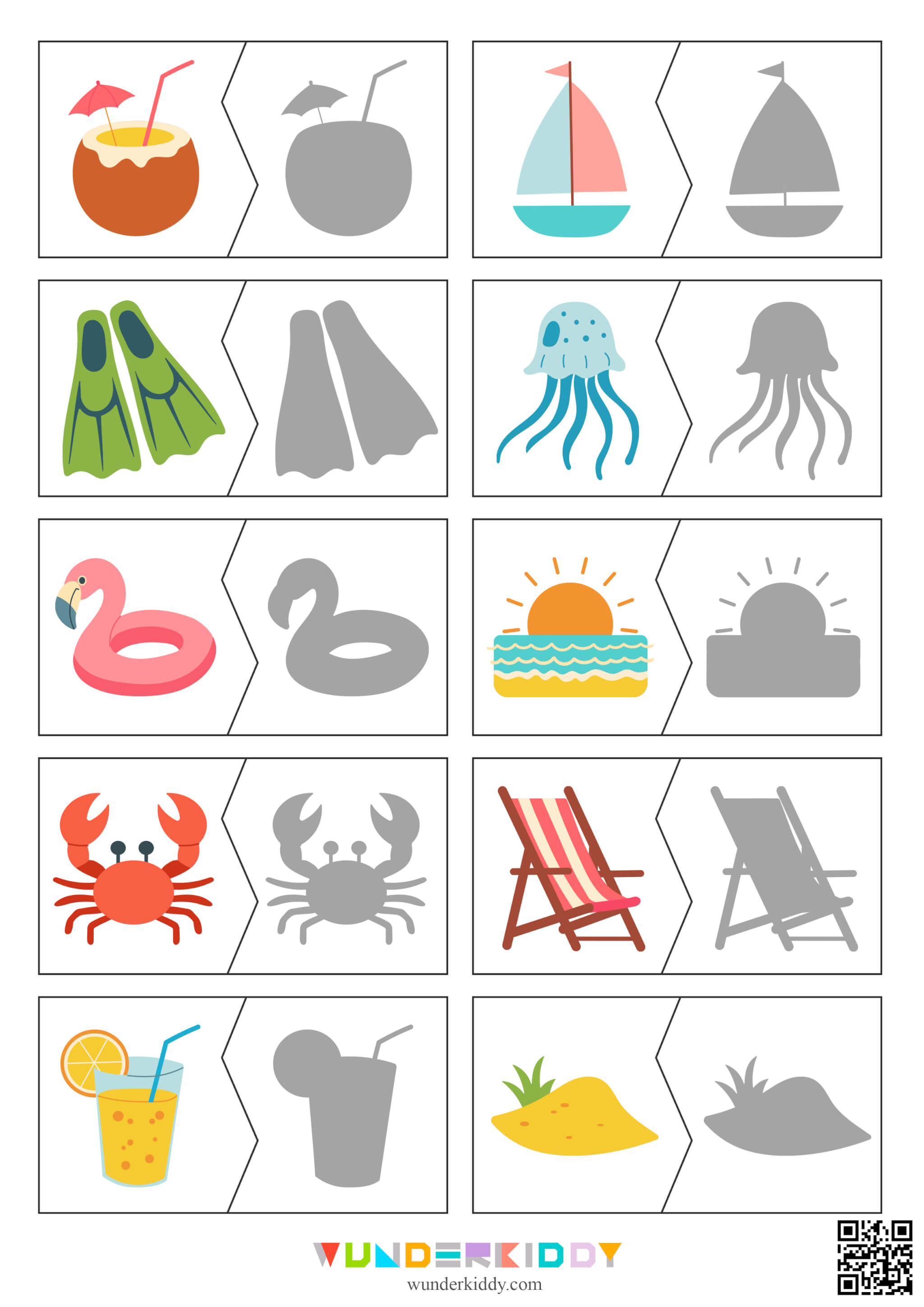 Summer Objects Shadow Matching Puzzles - Image 3