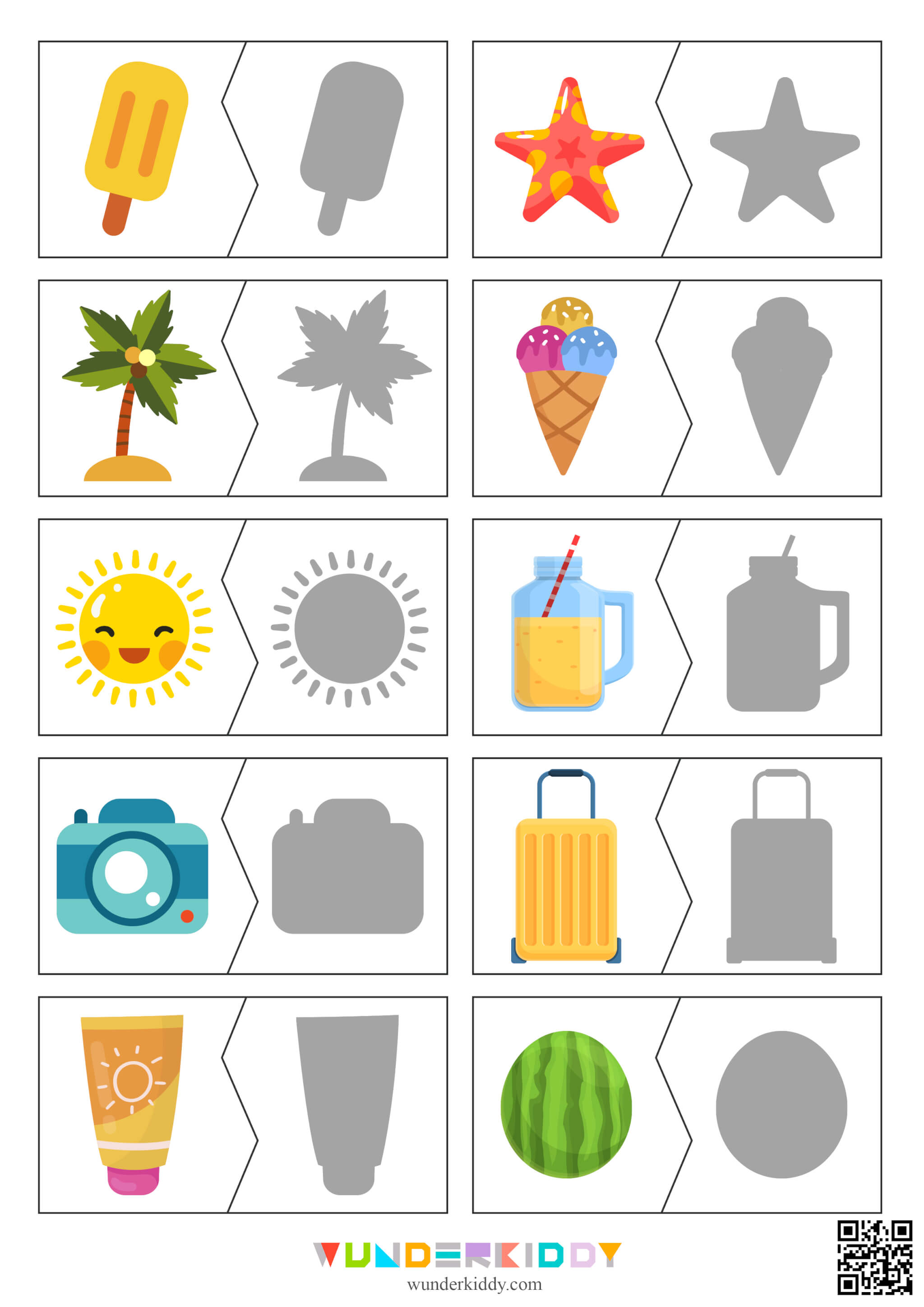 Summer Objects Shadow Matching Puzzles - Image 4