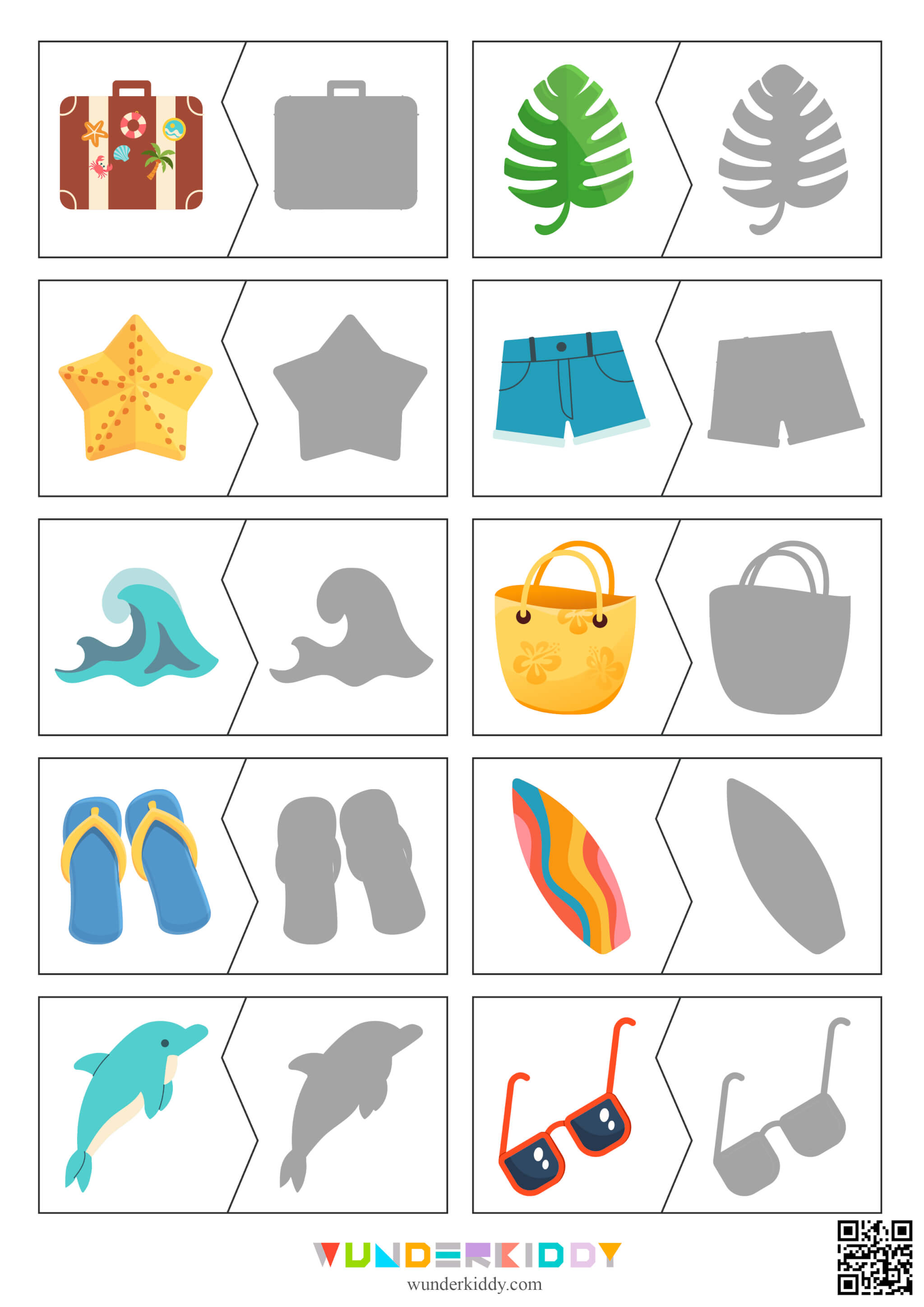Summer Objects Shadow Matching Puzzles - Image 5