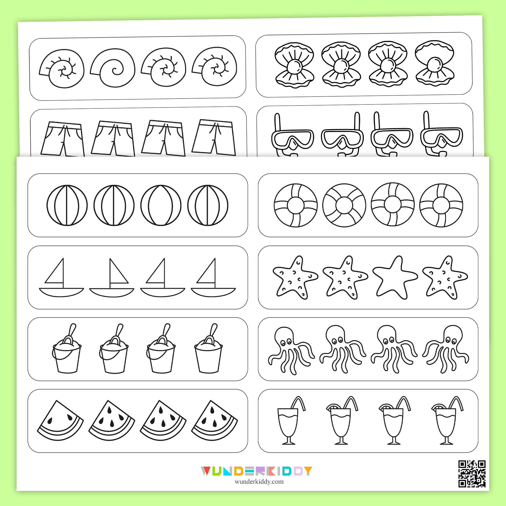 Summer Odd One Out Worksheets