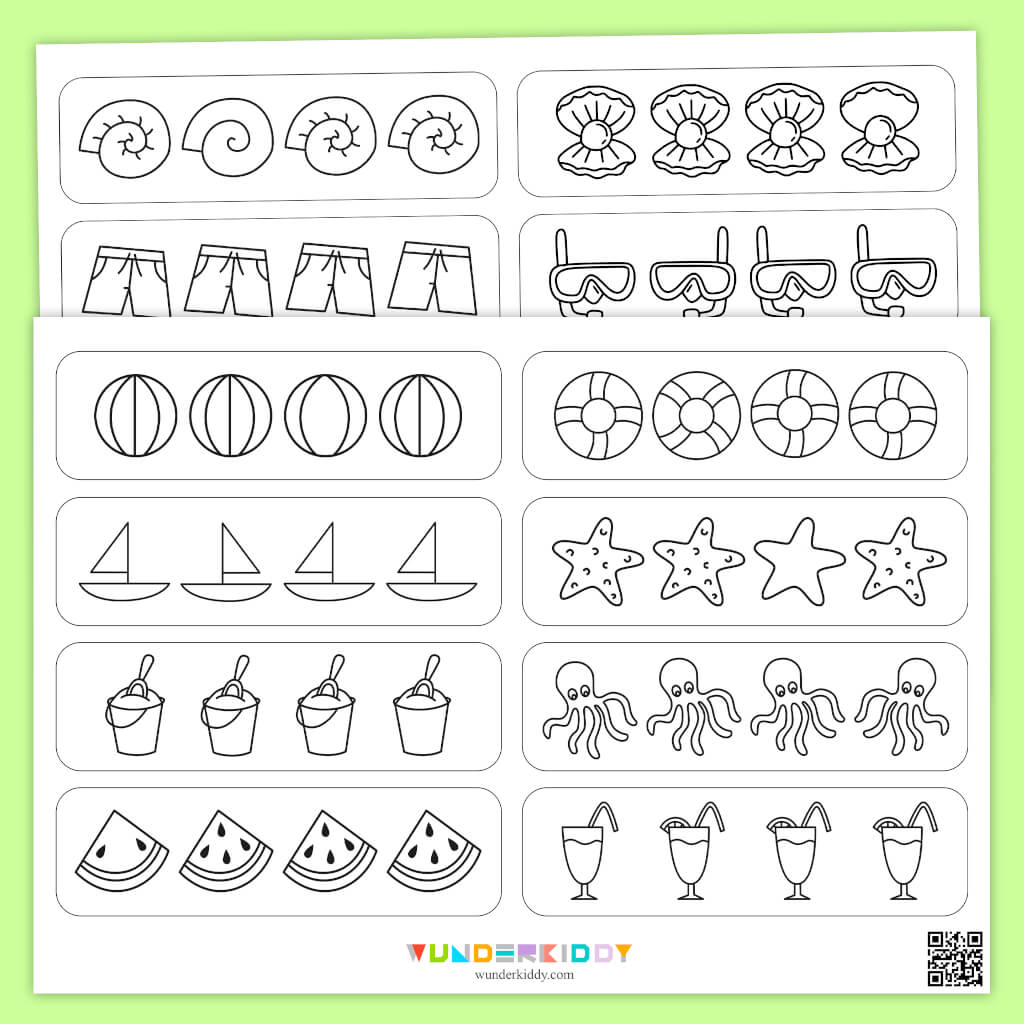 Spot the Difference Summer Visual Discrimination Worksheets