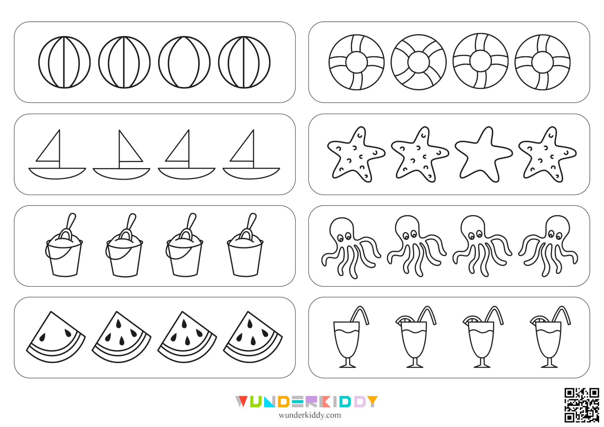 Summer Odd One Out Worksheets - Image 2