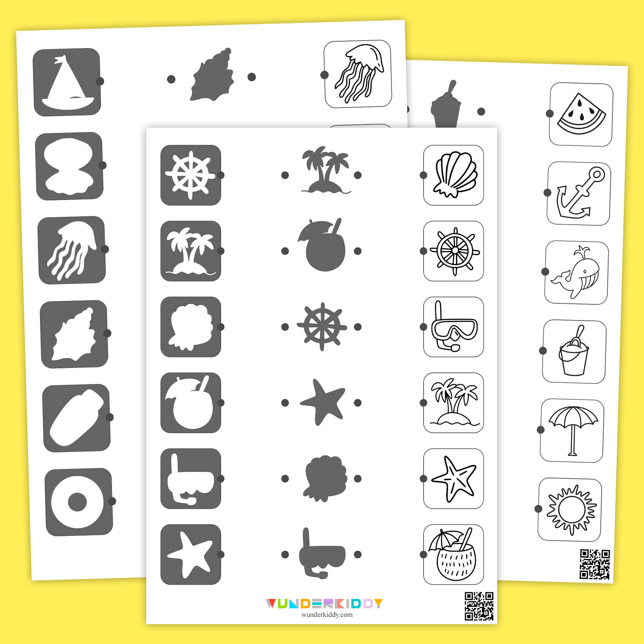 Printable Summer Shadow Matching Worksheets