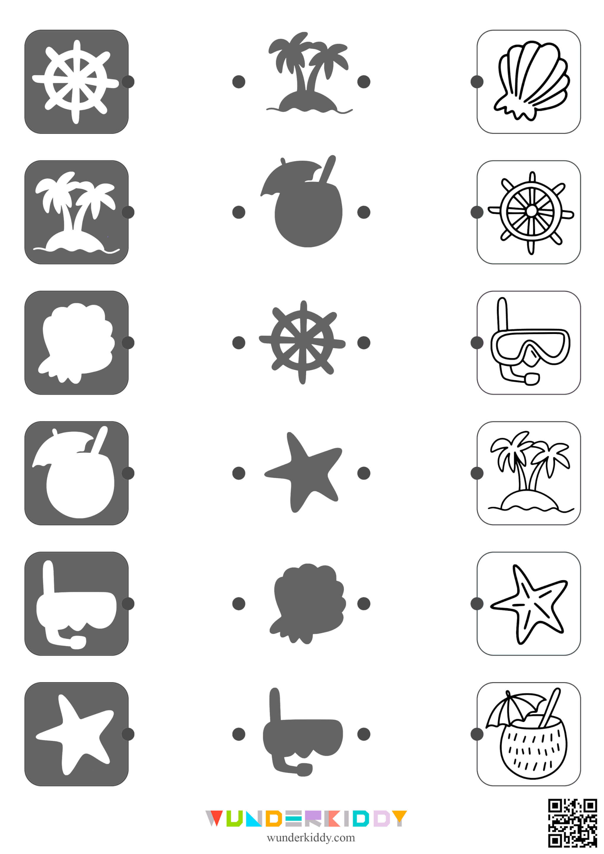 Printable Summer Shadow Matching Worksheets - Image 2