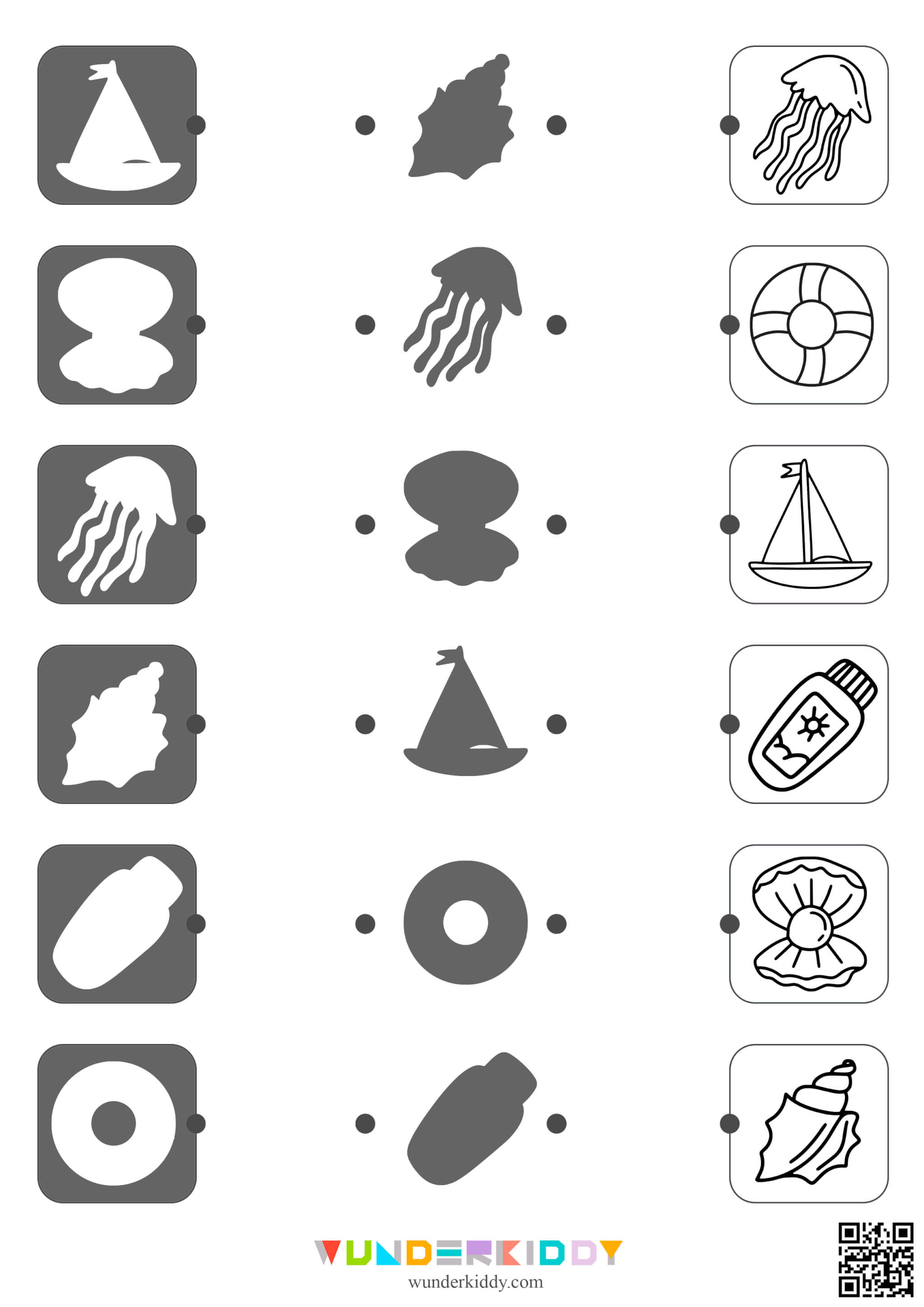 Printable Summer Shadow Matching Worksheets - Image 3