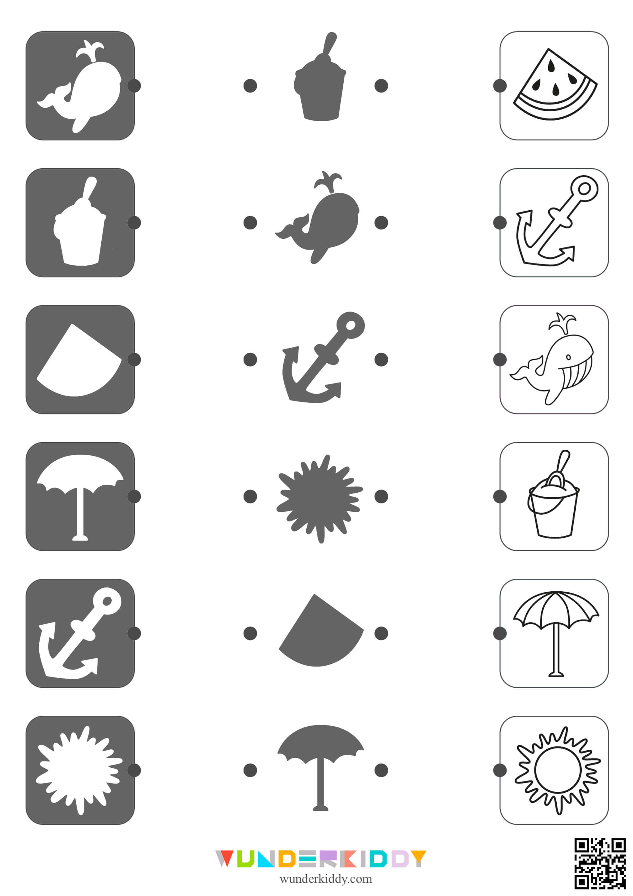 Printable Summer Shadow Matching Worksheets - Image 4