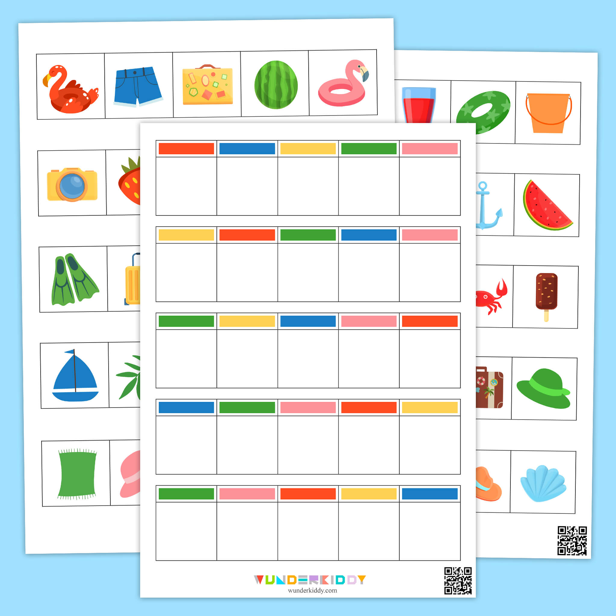 Preschool Summer Color Sorting Mats Worksheet