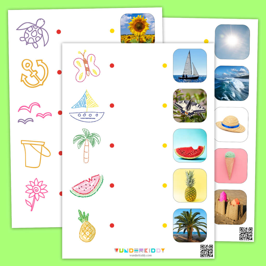 Summer Drawings.pdf Printable Summer Photo and Sketch Matching for Toddlers