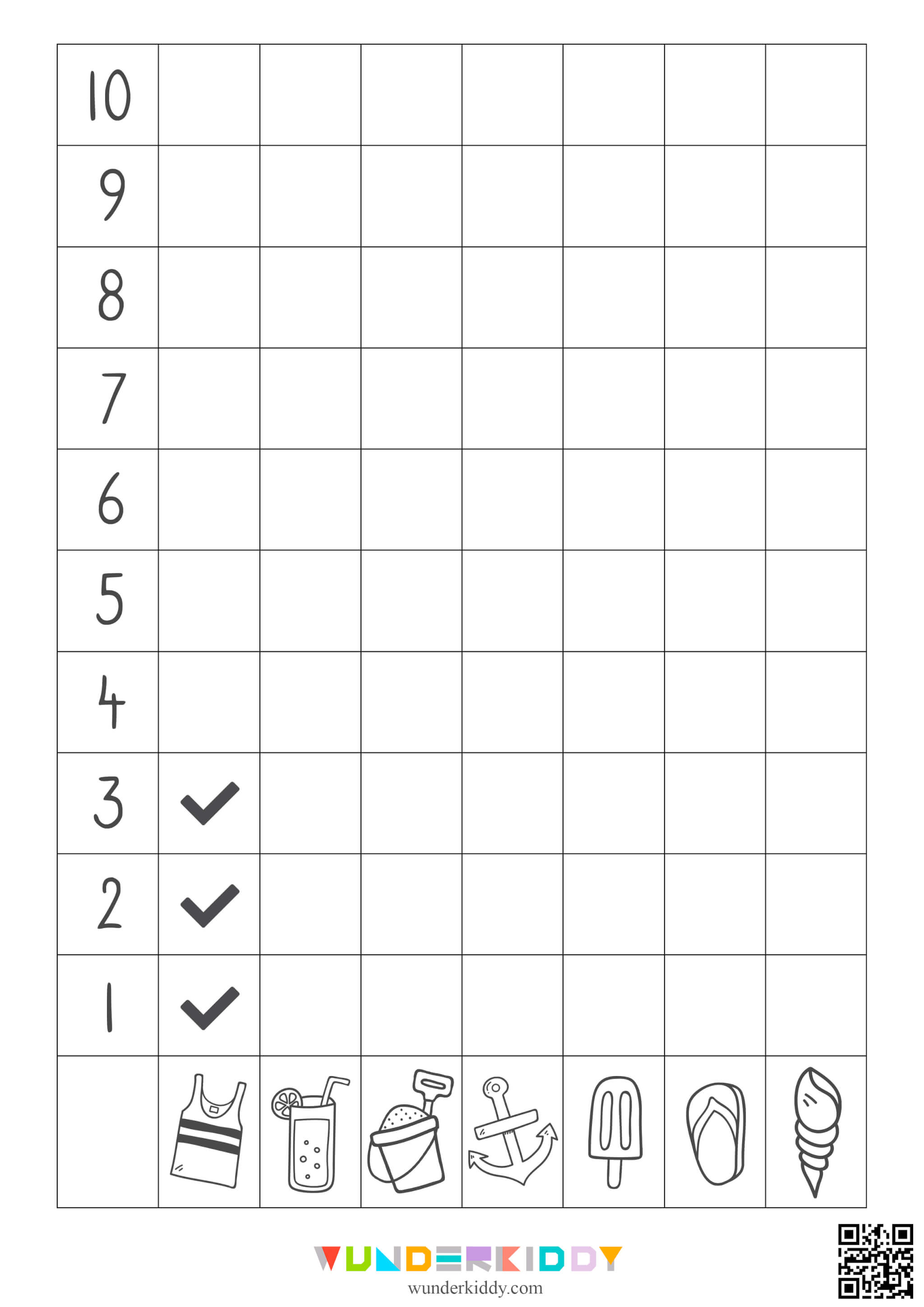 Summer Count and Graph Activity: Numbers 1 to 10 - Image 2