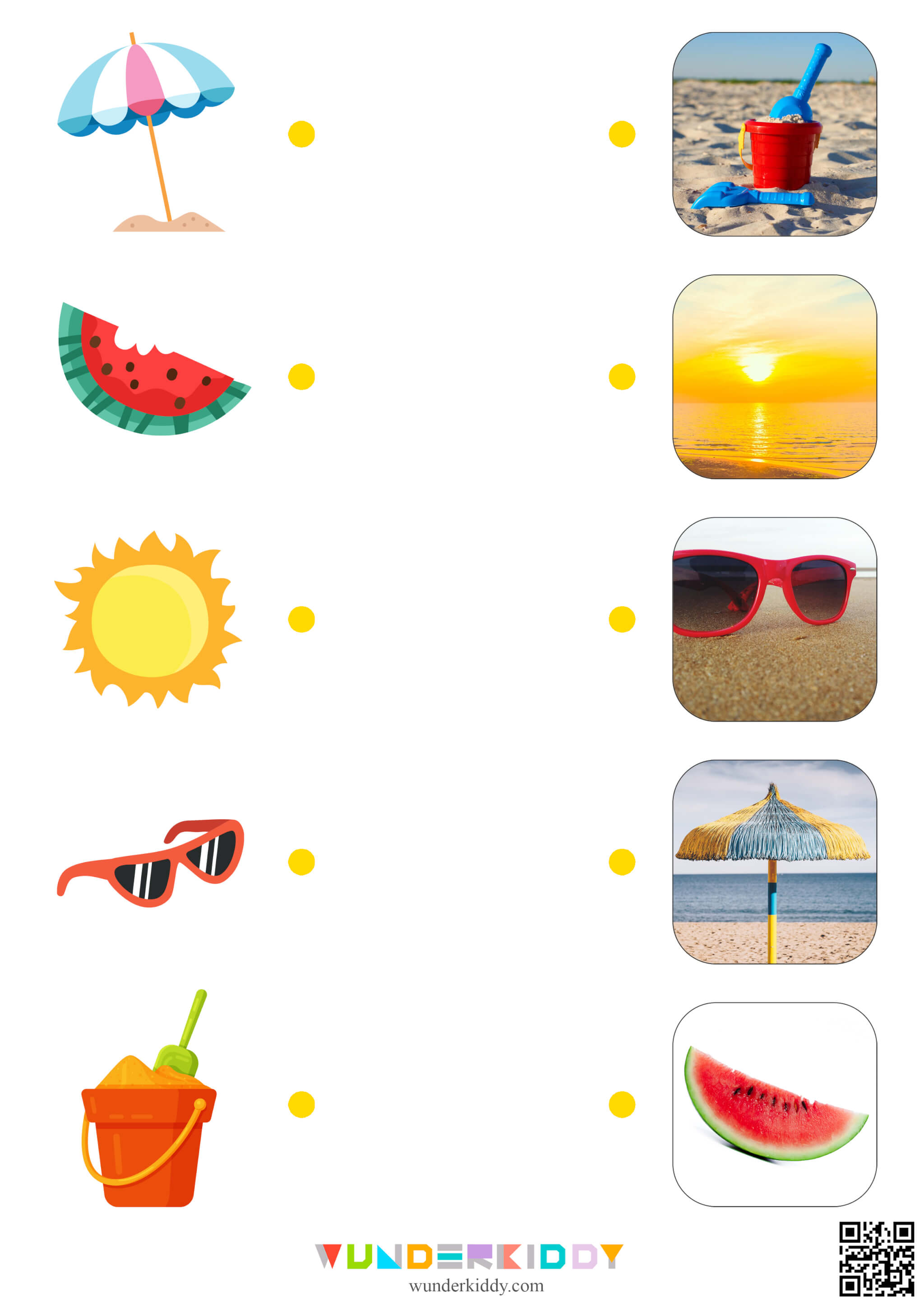 Photo Summer Pairs Matching Worksheets - Image 2