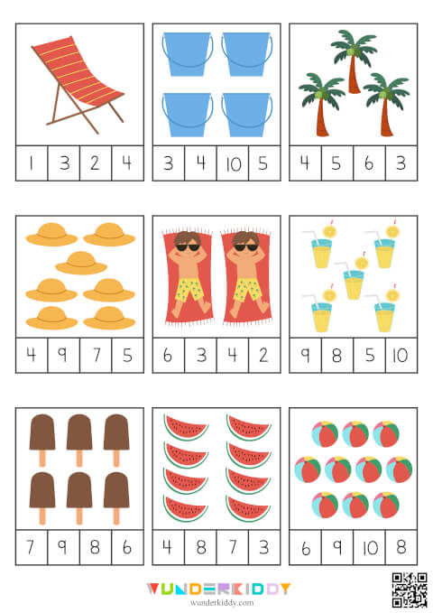 Counting to 10: Summer Vacation Math Worksheets - Image 2